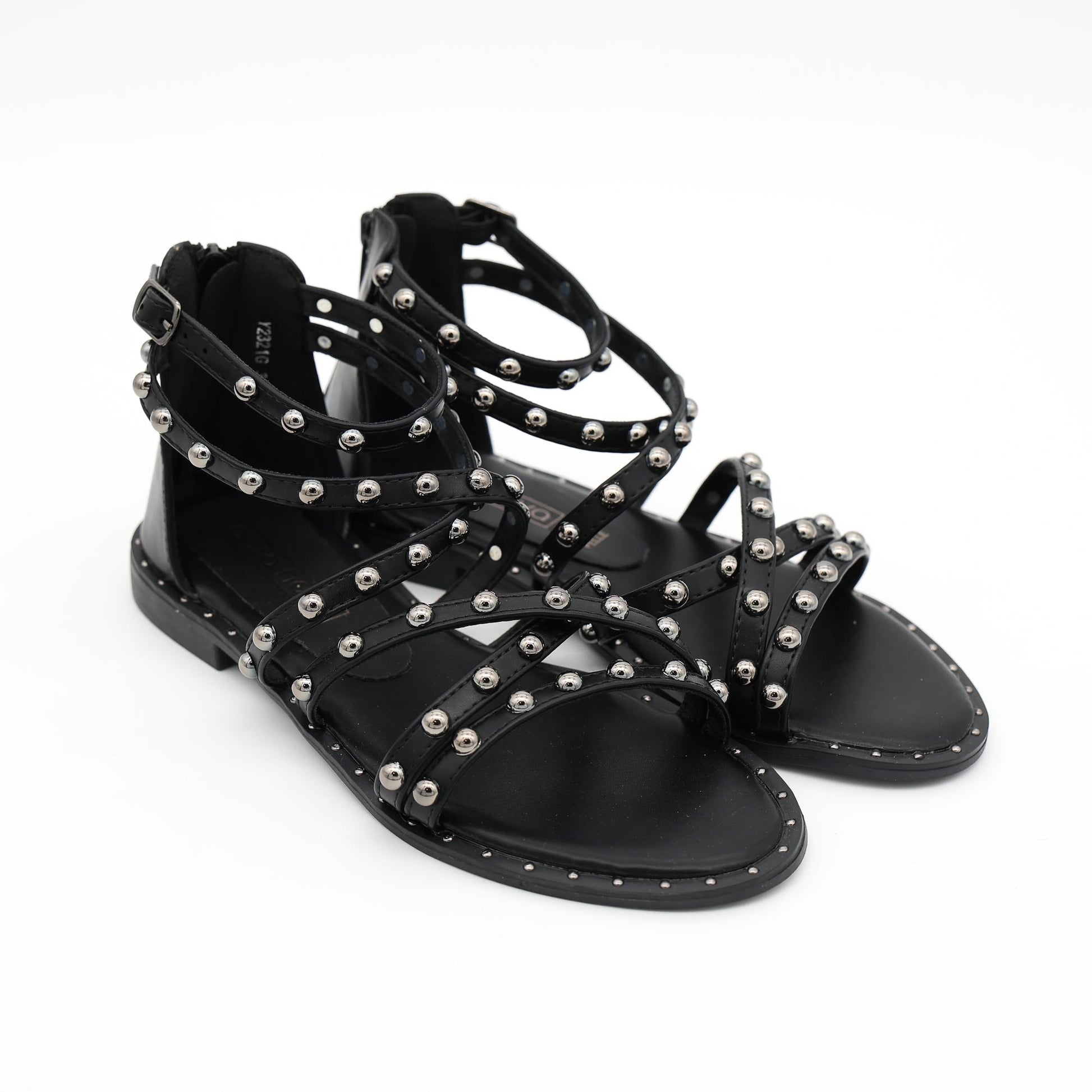 SANDALO FLAT BORCHIE NERO 