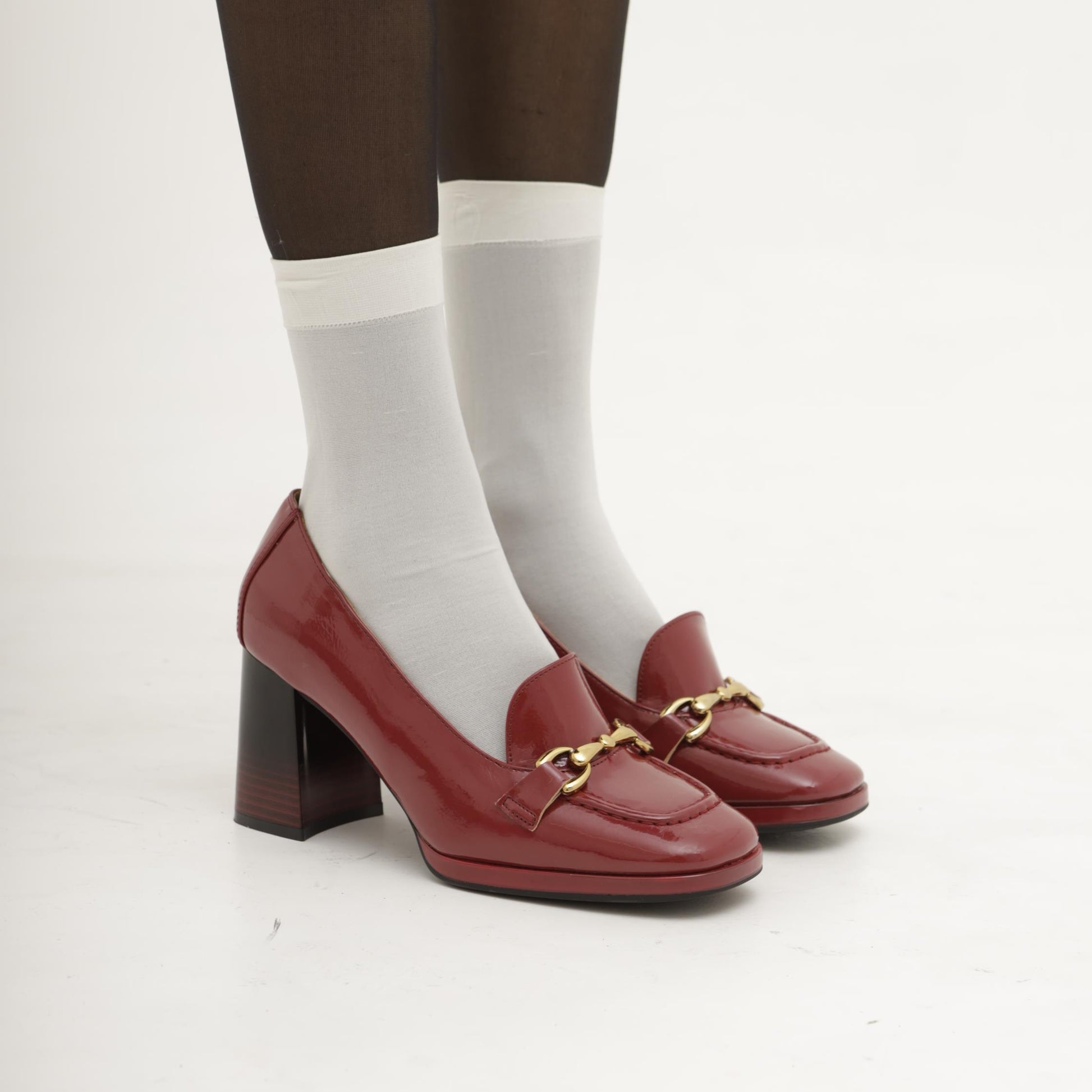 MOCASSINO MORSETTO TACCO BORDEAUX 