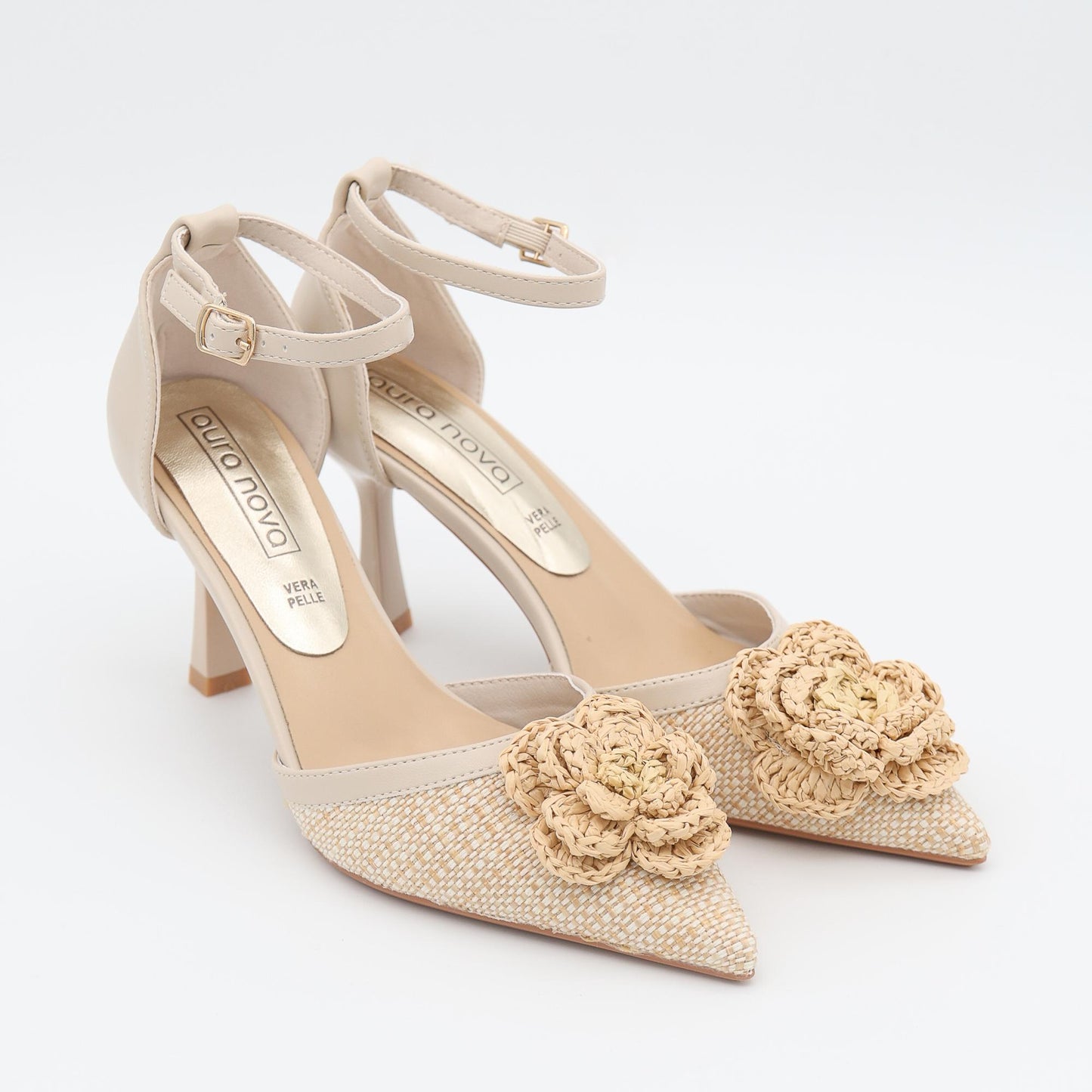 DECOLLETE D'ORSAY RAFIA FIORE BEIGE 