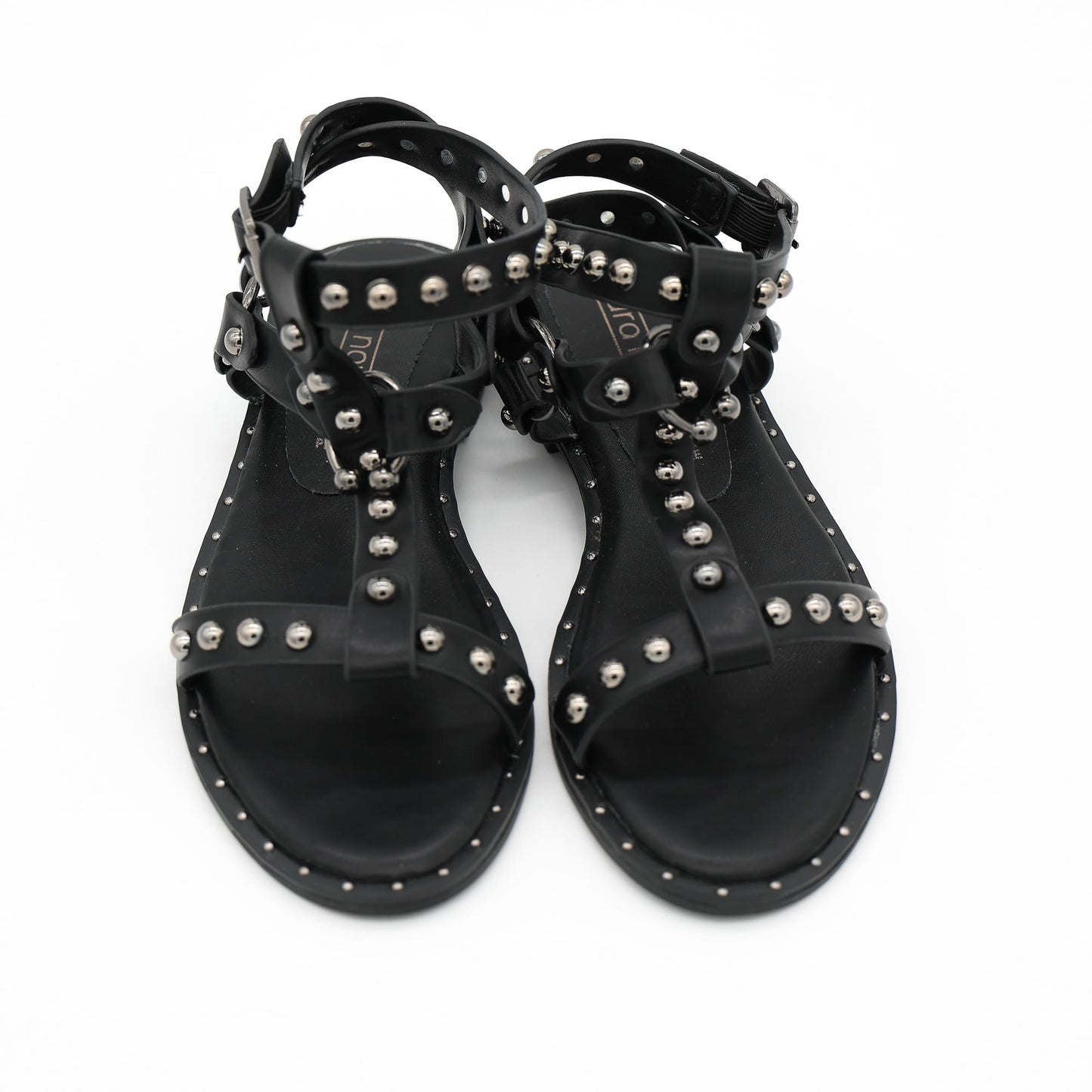 SANDALO FLAT BORCHIE ANELLO NERO 