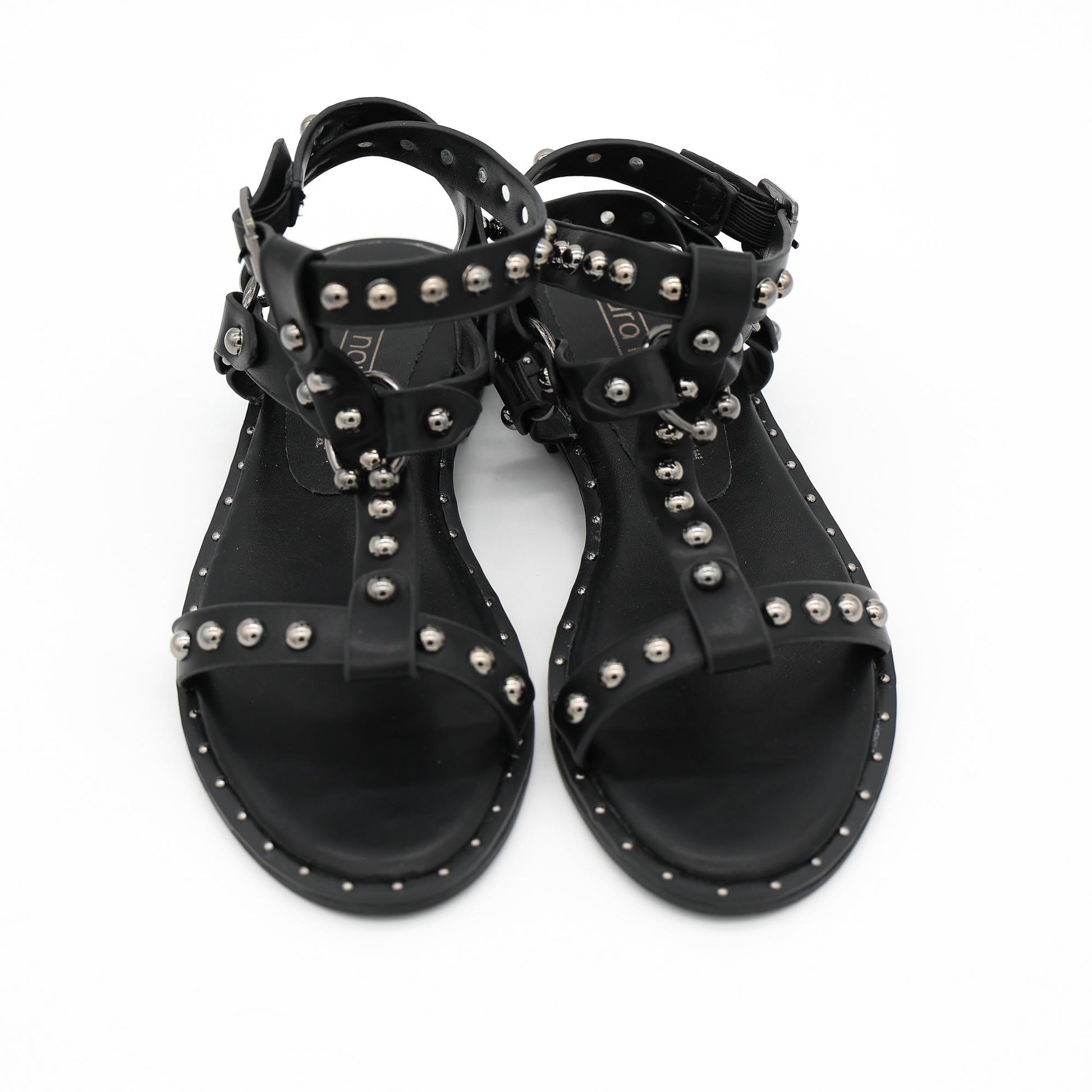 SANDALO FLAT BORCHIE ANELLO NERO 