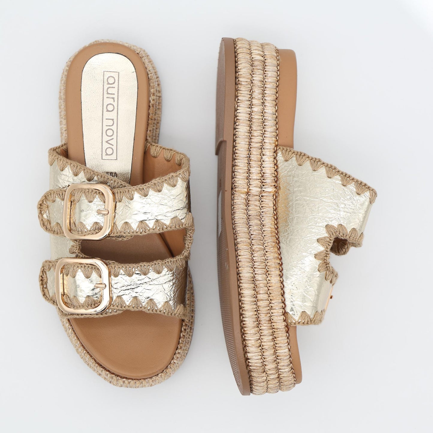 SANDALO FLATFORM CORDA ORO 
