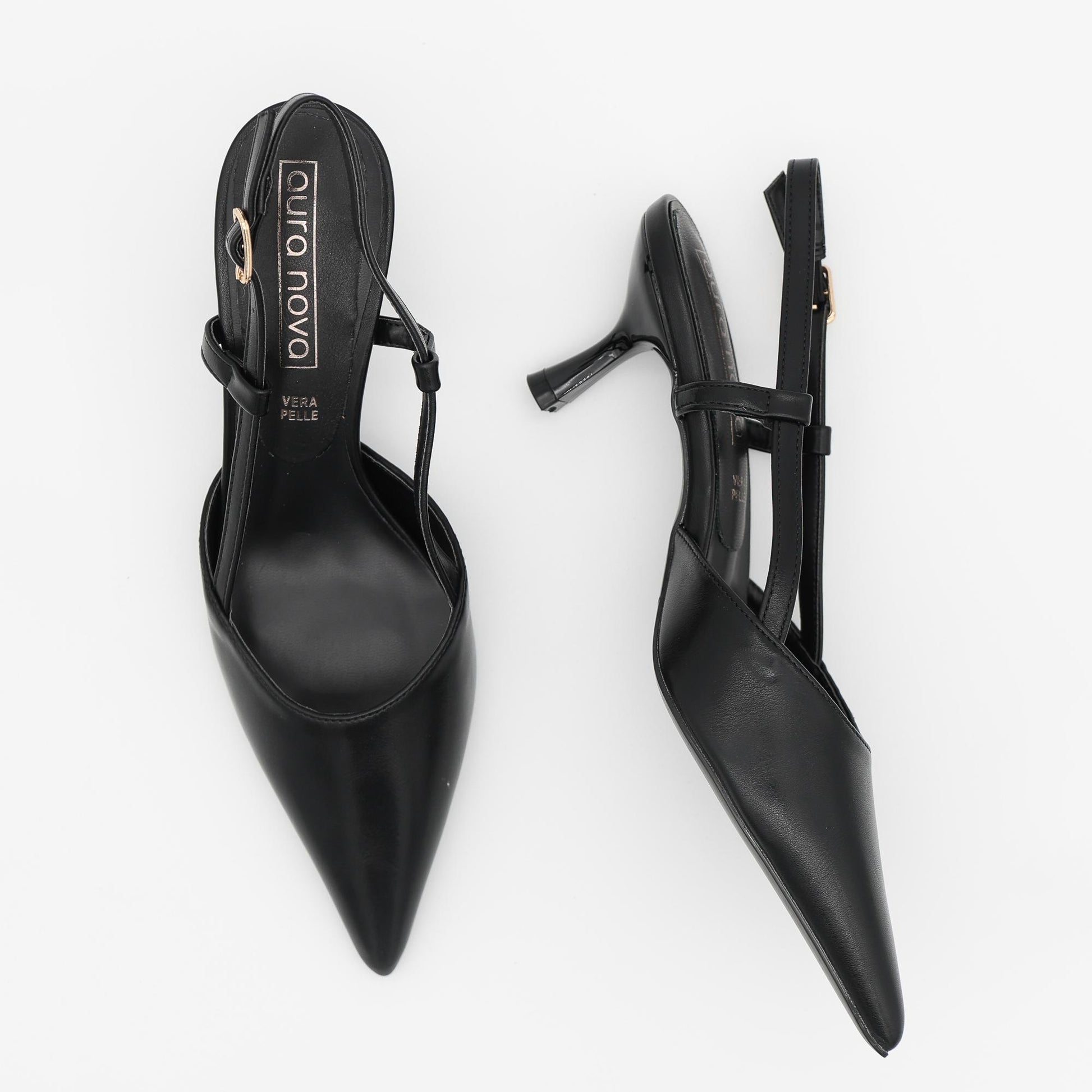 SLINGBACK TACCO NERO 
