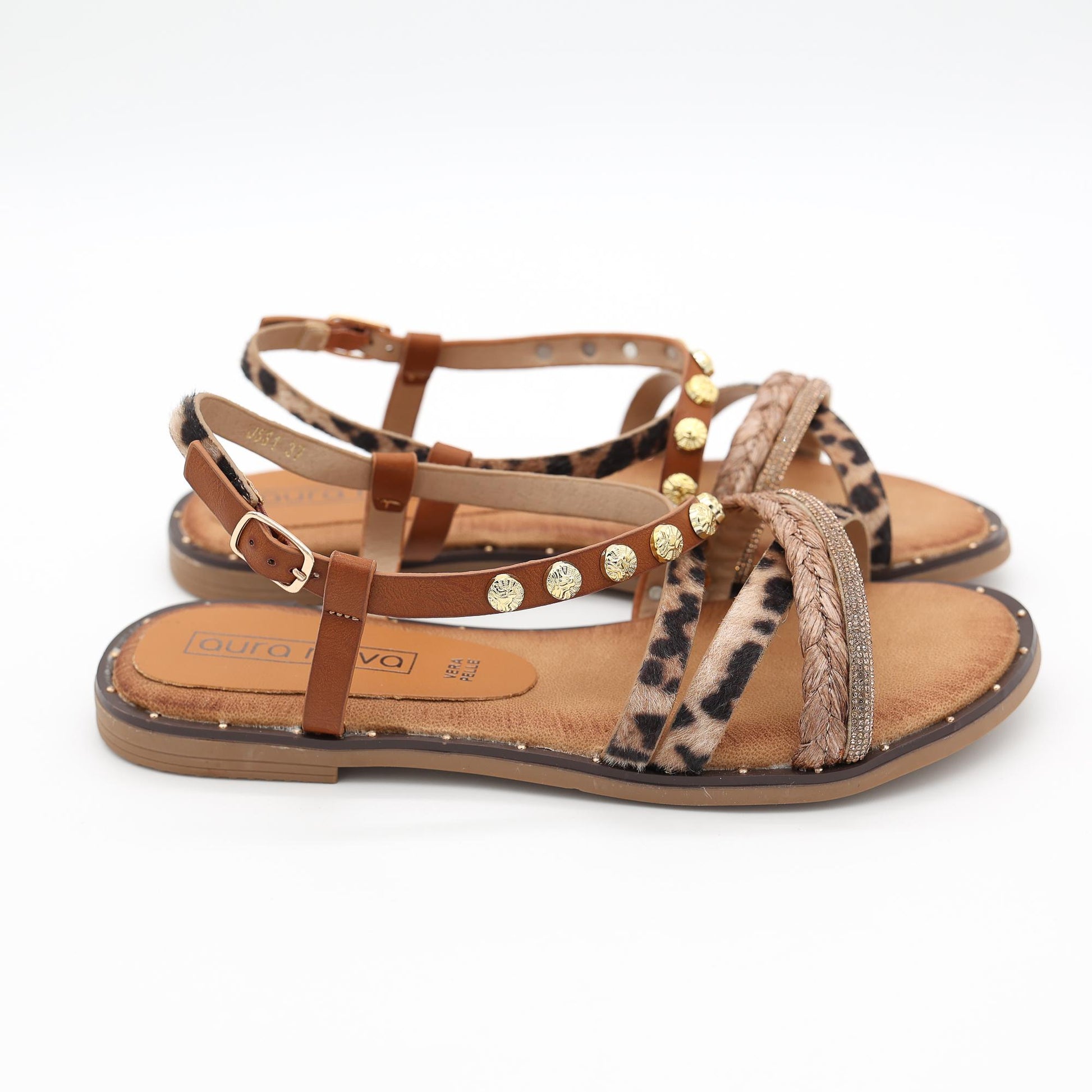 SANDALO FLAT ANIMALIER CAMEL 