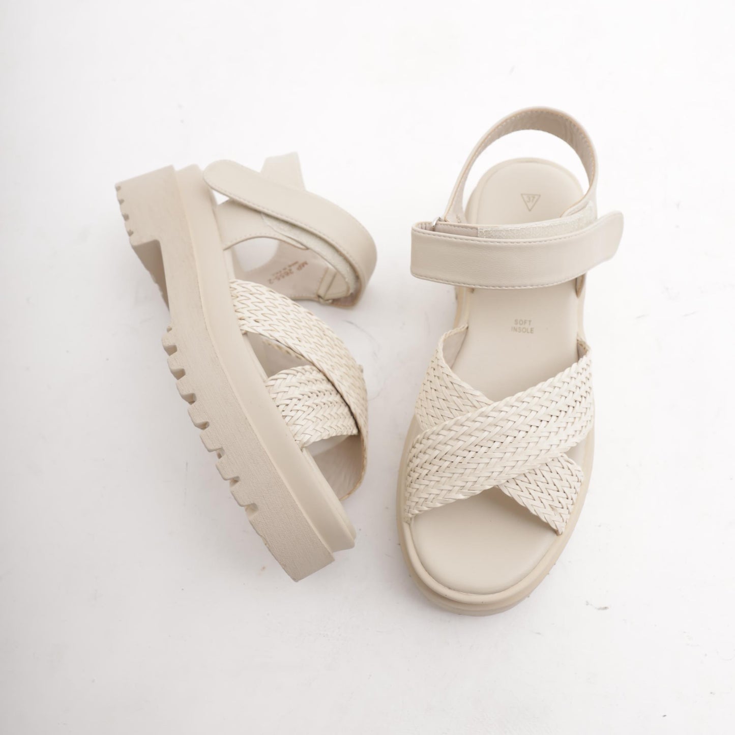 SANDALO FLATFORM INCROCIO BEIGE 