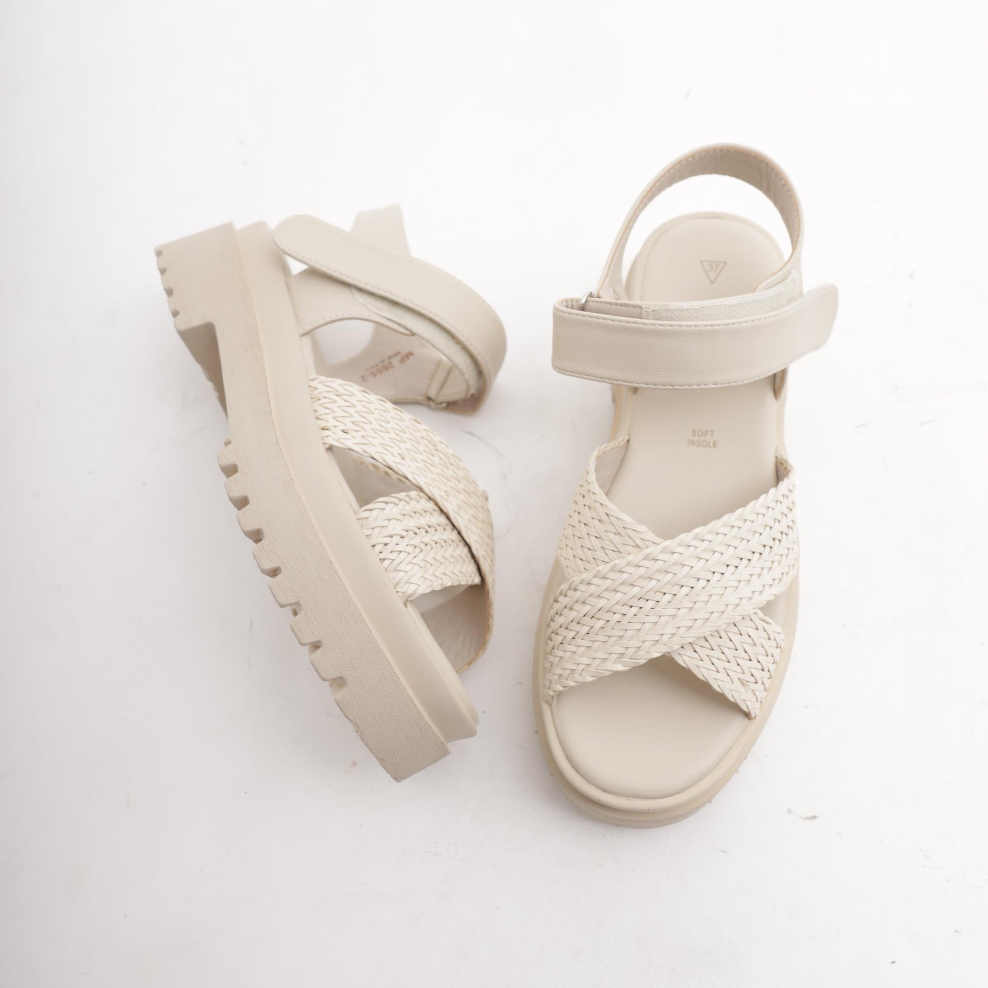 SANDALO FLATFORM INCROCIO BEIGE 