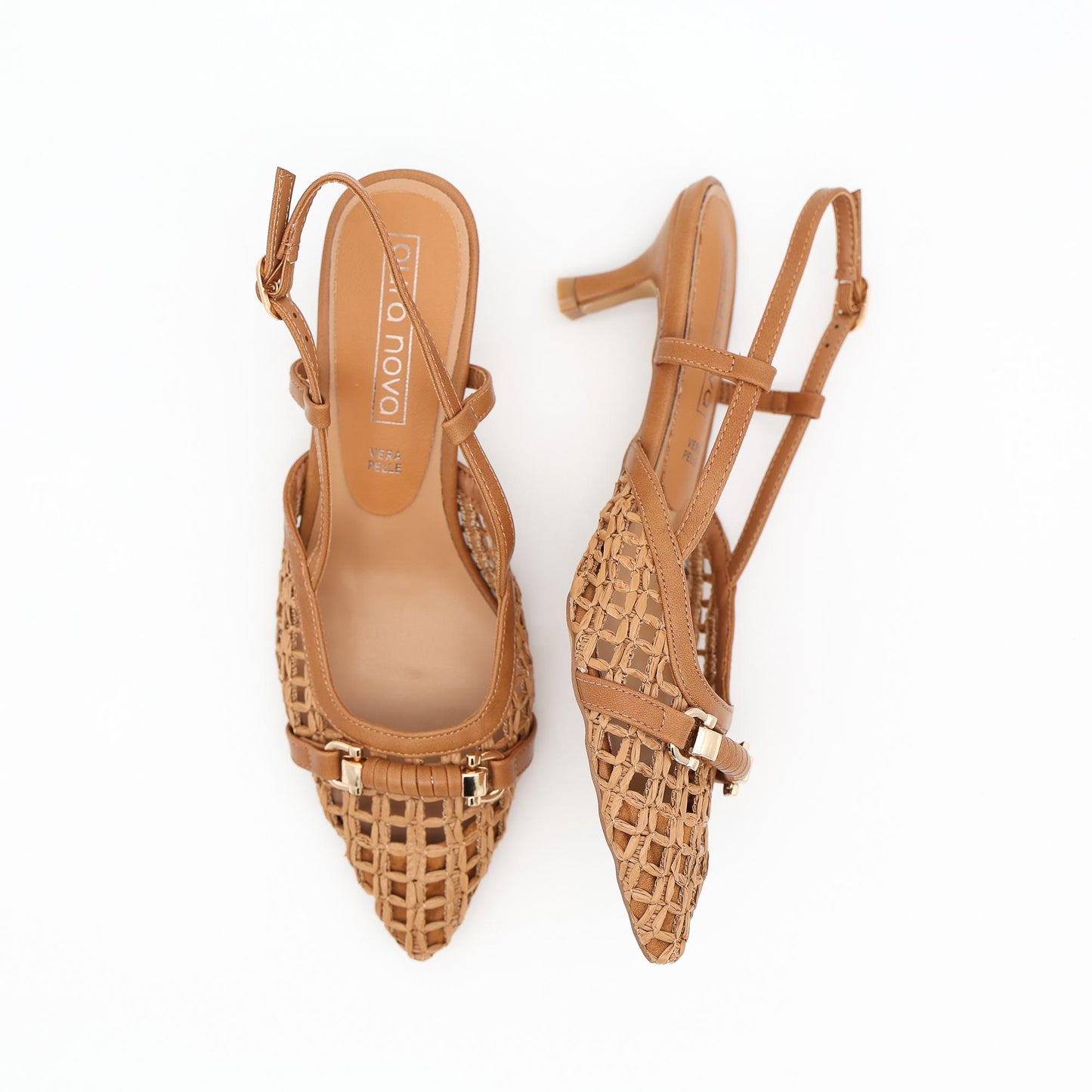 SLINGBACK RETE MORSETTO CUOIO 