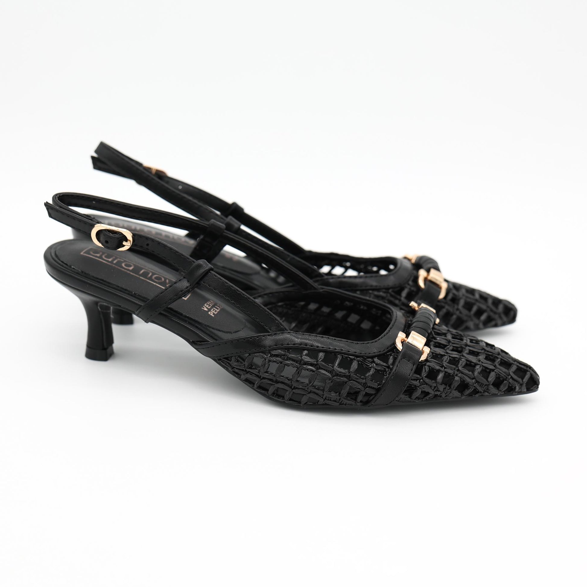 SLINGBACK RETE MORSETTO NERO 