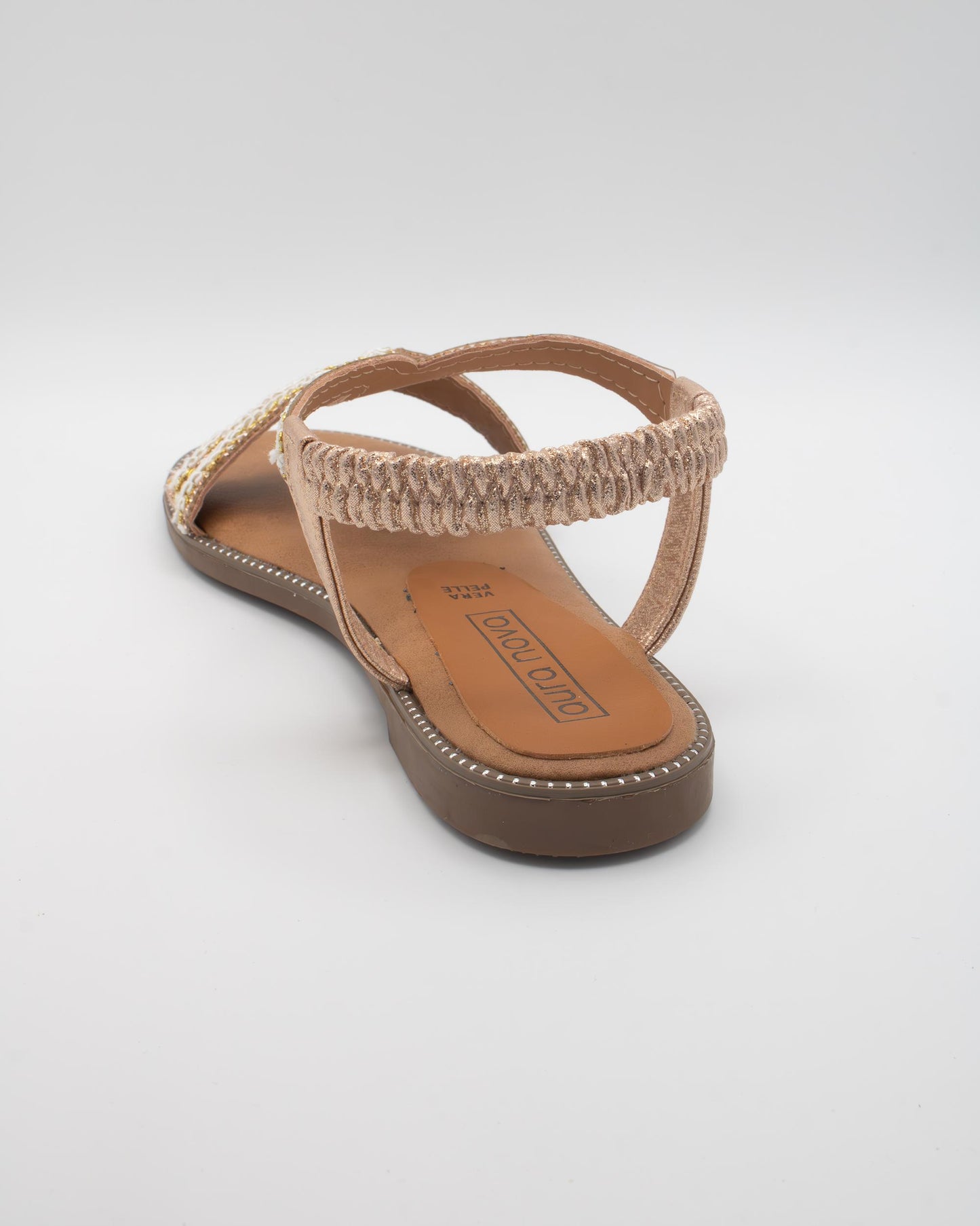 SANDALO FLAT BOHO RICAMO CHAMPAGNE 