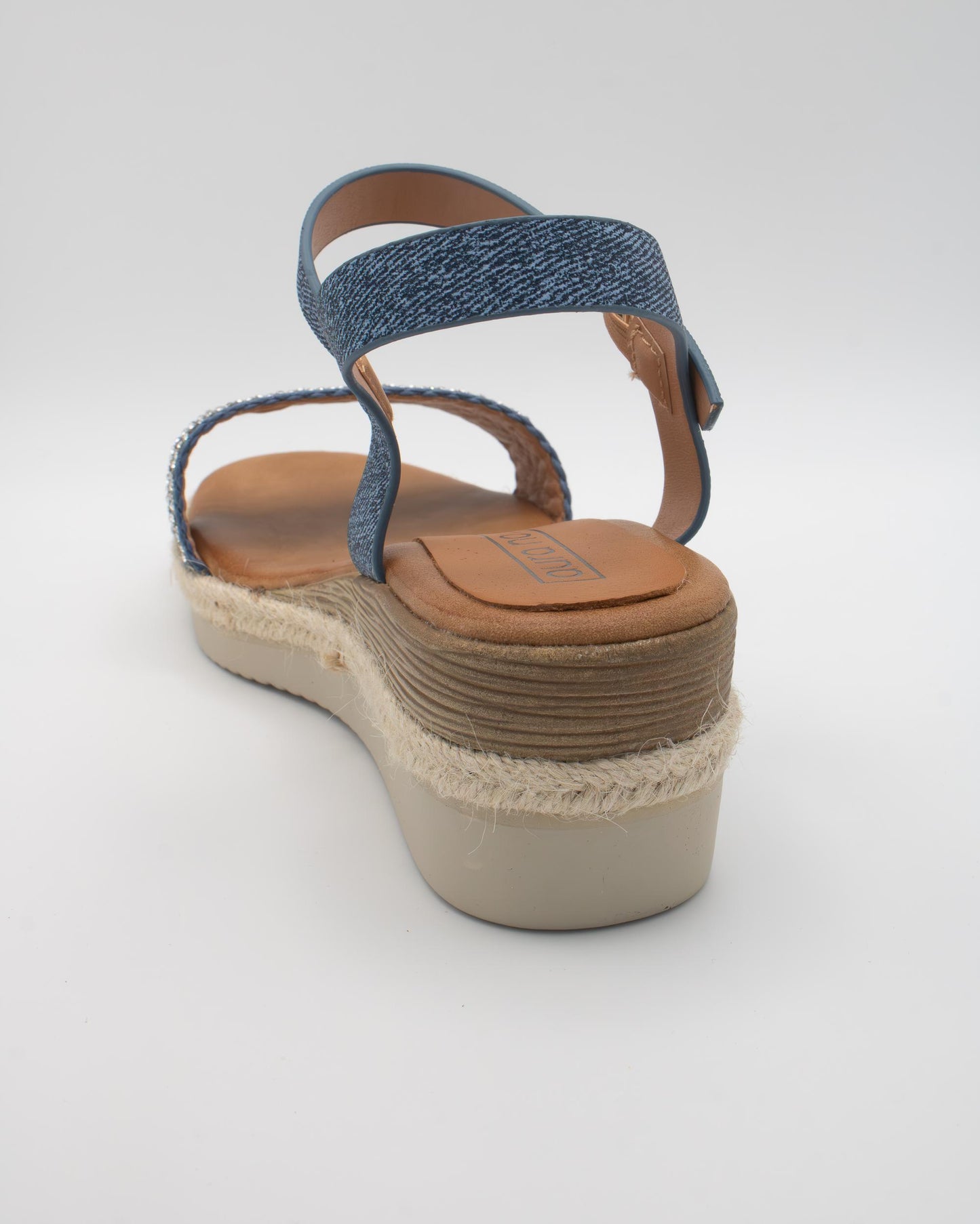 SANDALO ZEPPA TESSUTO STRASS BLU 