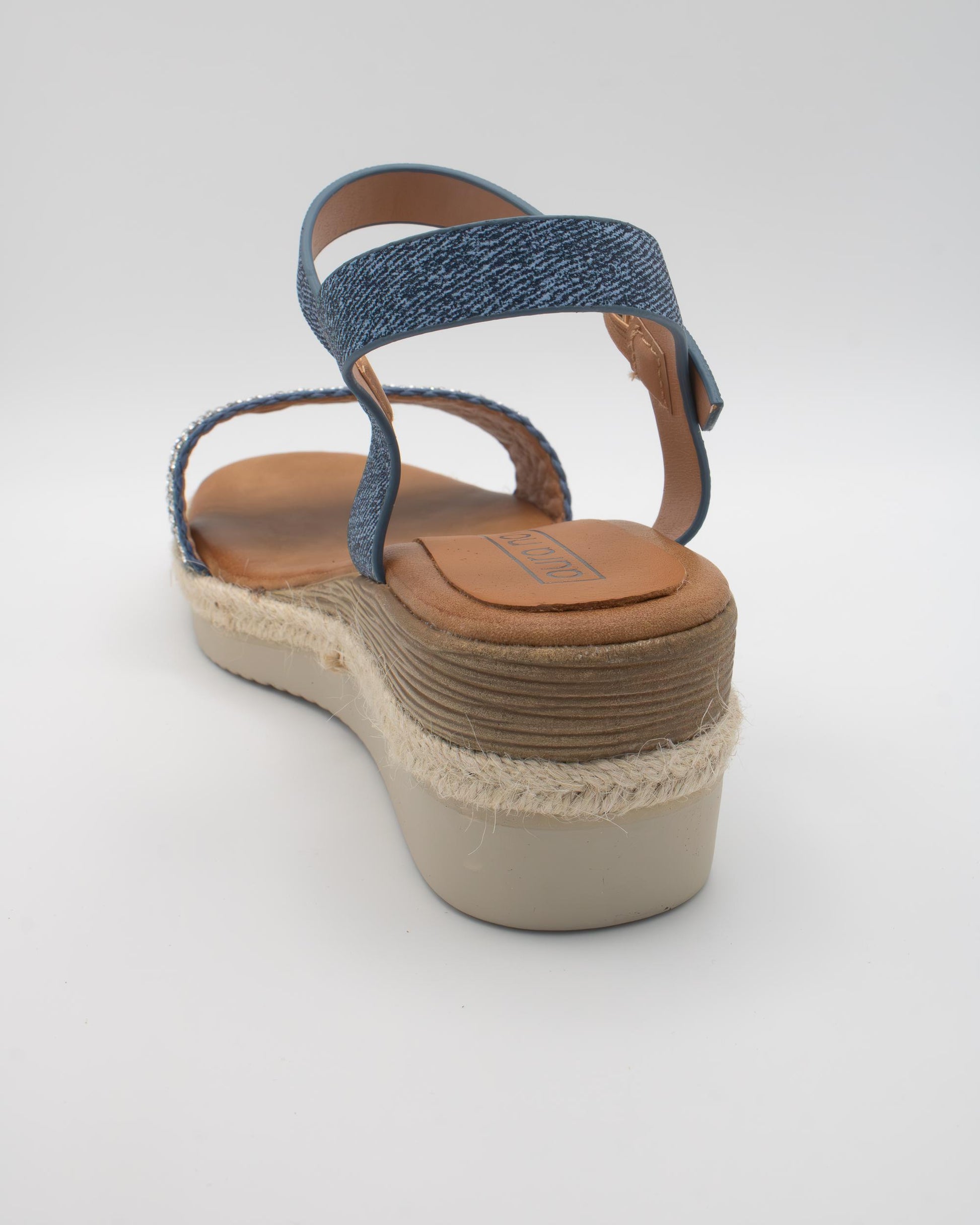 SANDALO ZEPPA TESSUTO STRASS BLU 