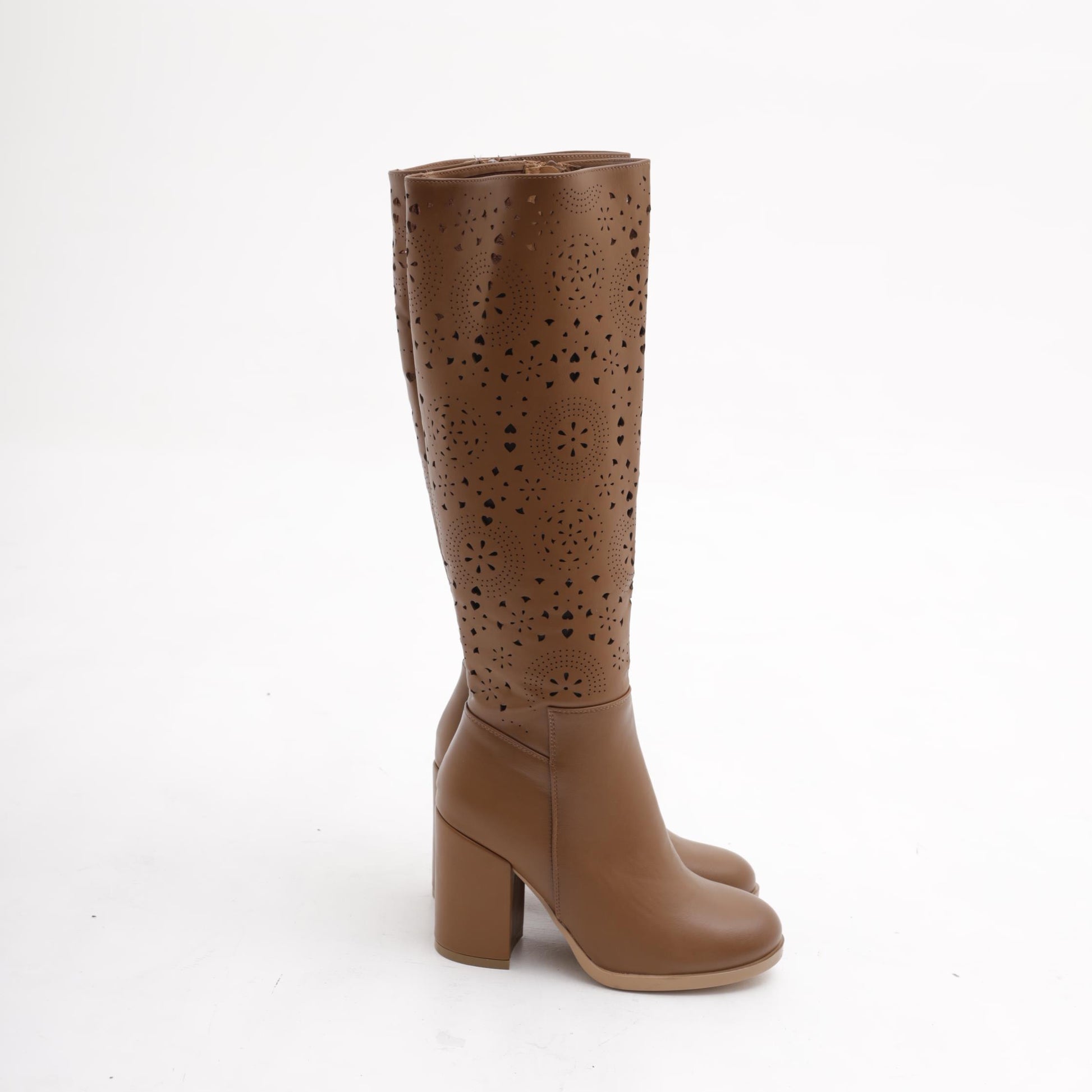 STIVALE TACCO TRAFORATO  CUOIO<BR/> 