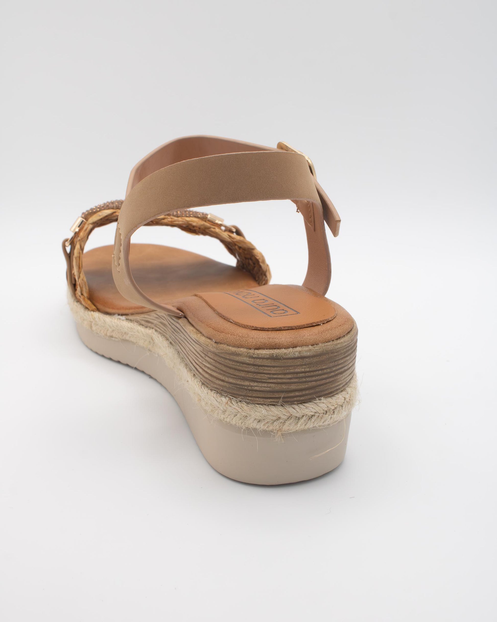 SANDALO ZEPPA RAFIA STRASS CAMEL 