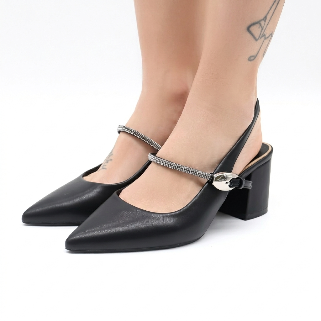 SLINGBACK BRILLANTINI NERO 