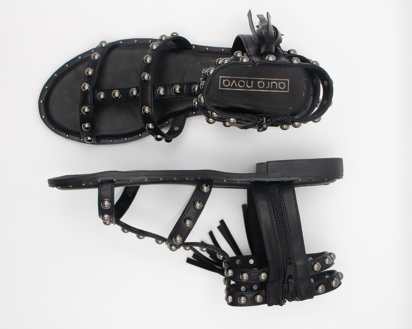 SANDALO FLAT BORCHIE NAPPINA NERO 