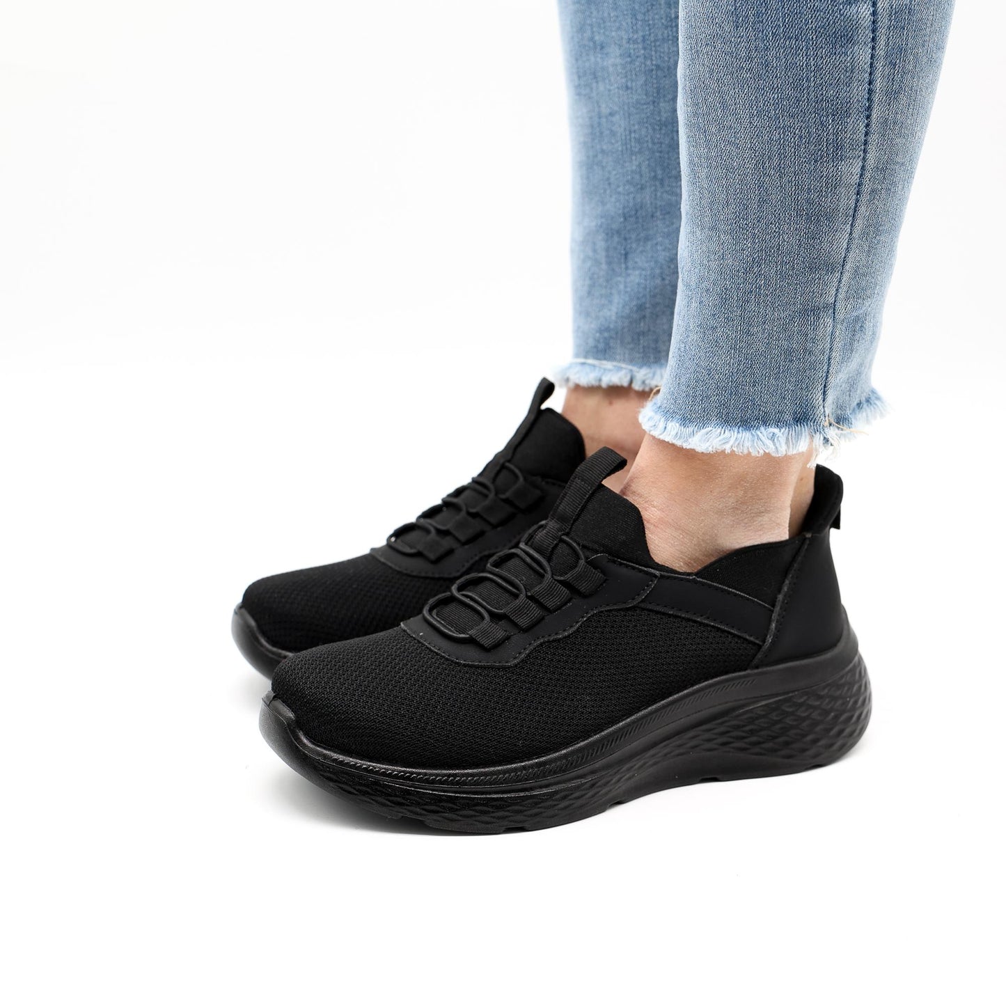 SNEAKERS MESH ELASTICI NERO 