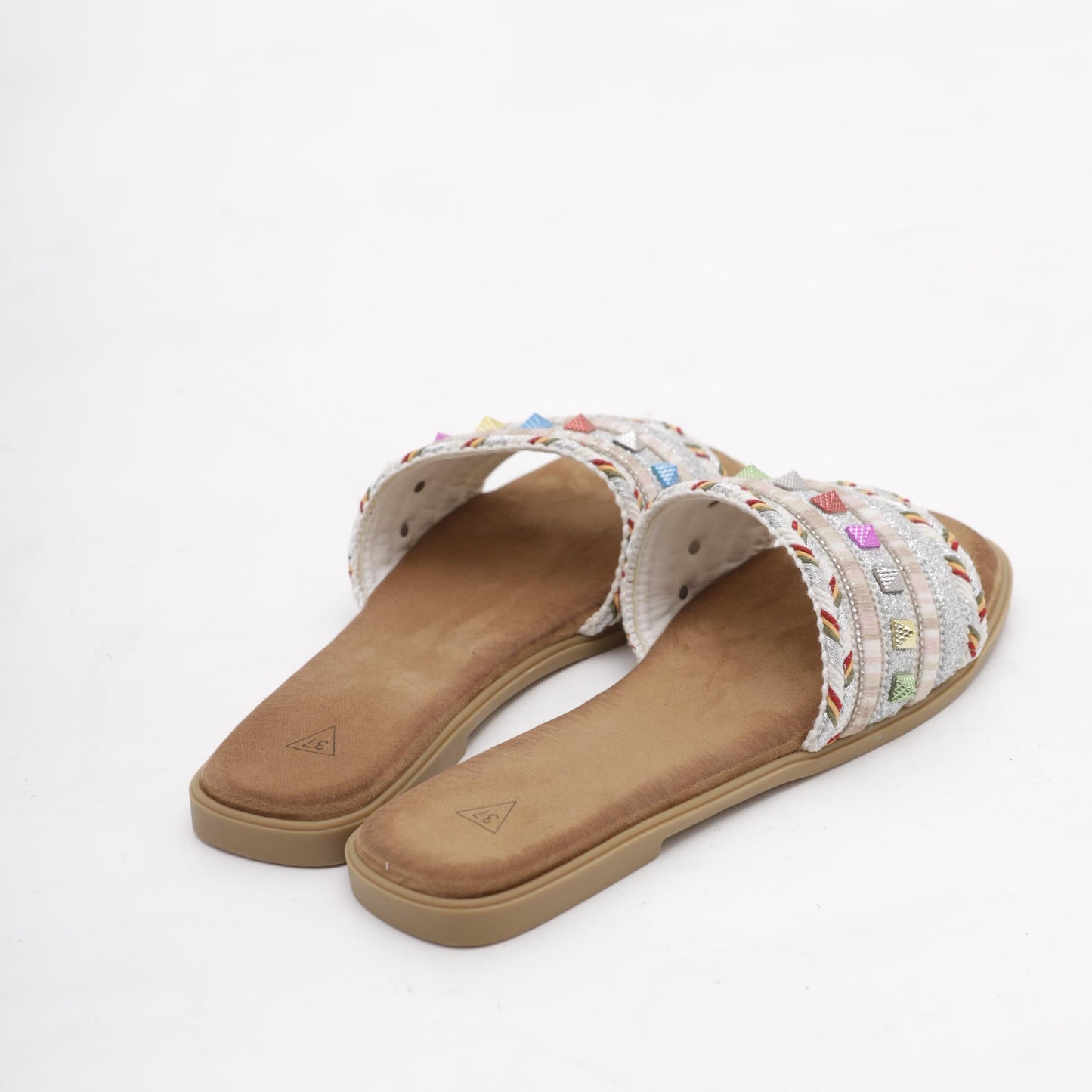 CIABATTINA FLAT MULTICOLOR ARGENTO 