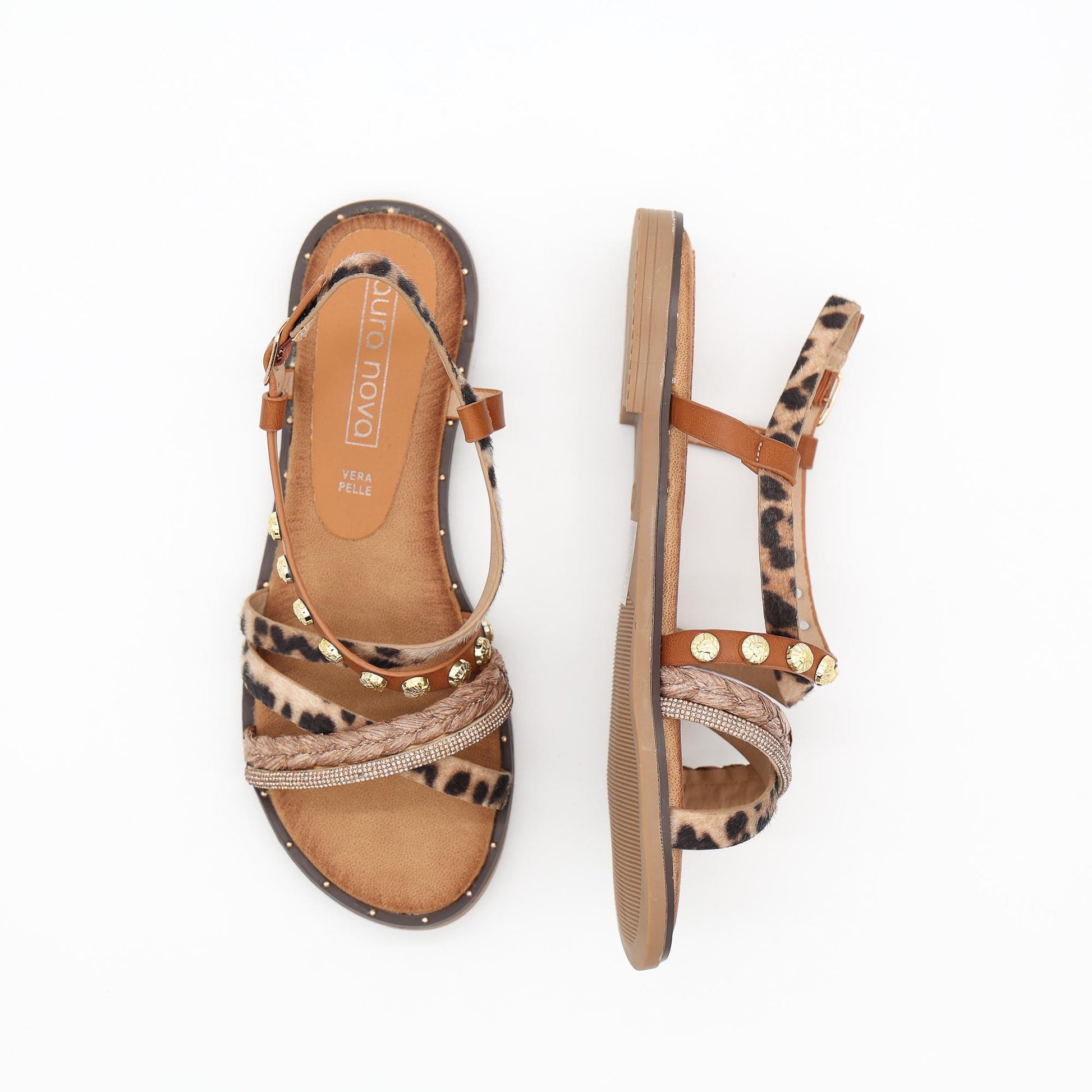 SANDALO FLAT ANIMALIER CAMEL 