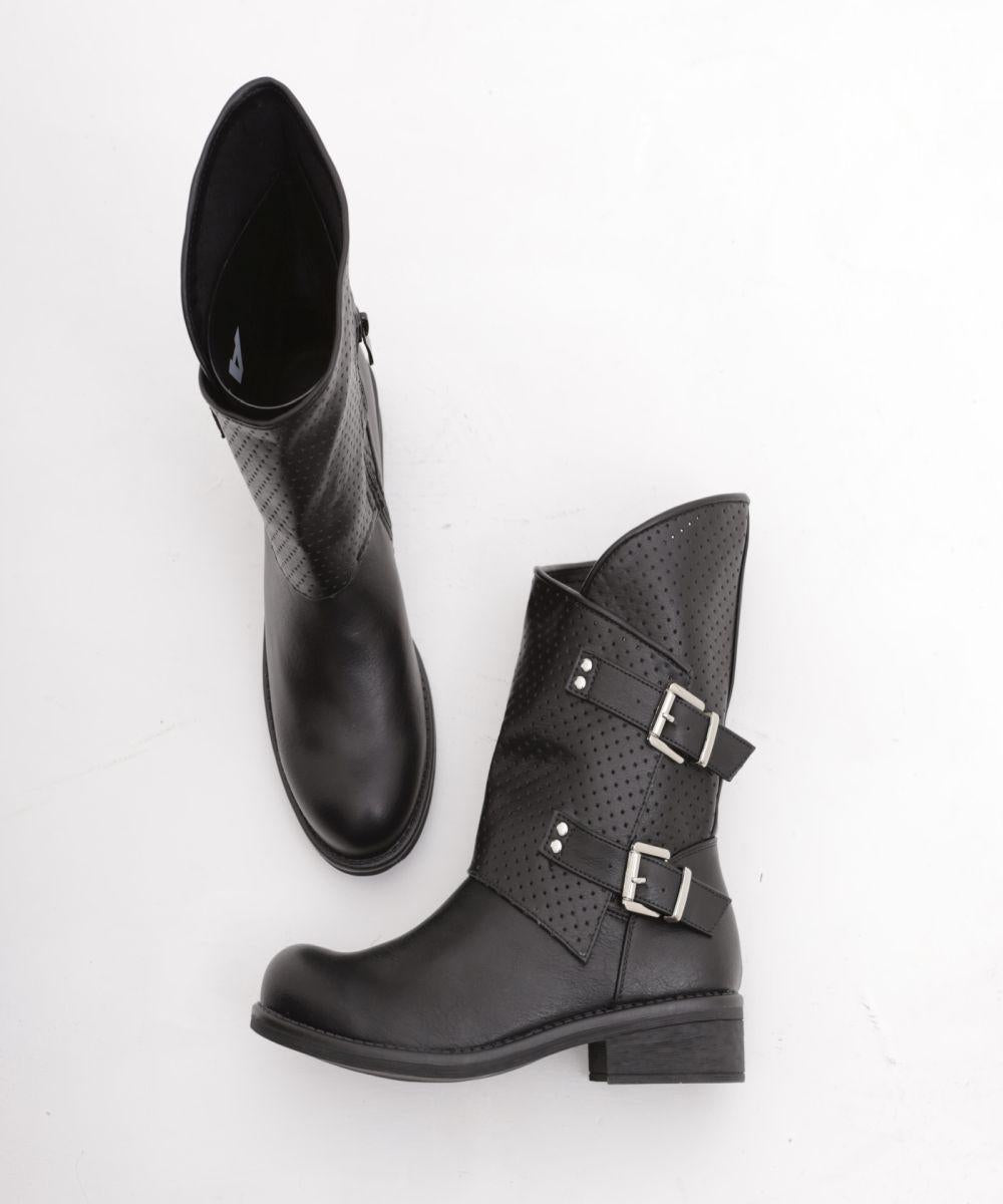 STIVALETTO FIBBIE NERO 