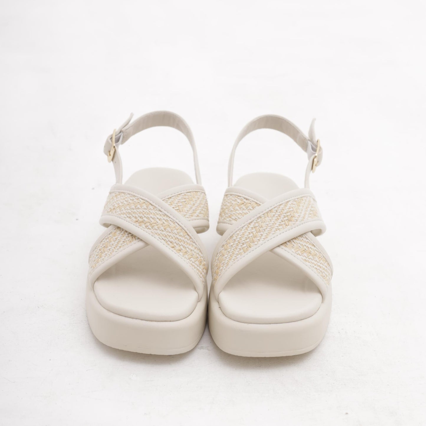 SANDALO FLATFORM INCROCIO PANNA 