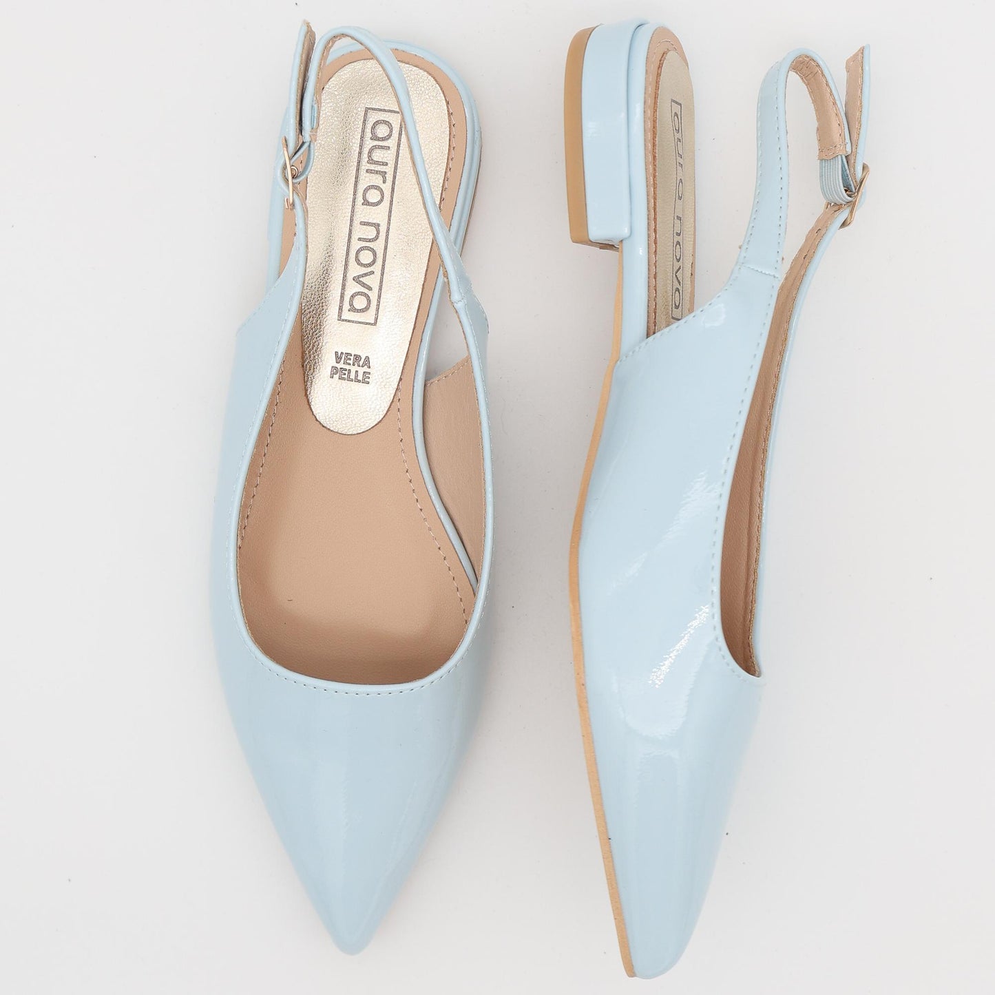 SLINGBACK FLAT AZZURRO 