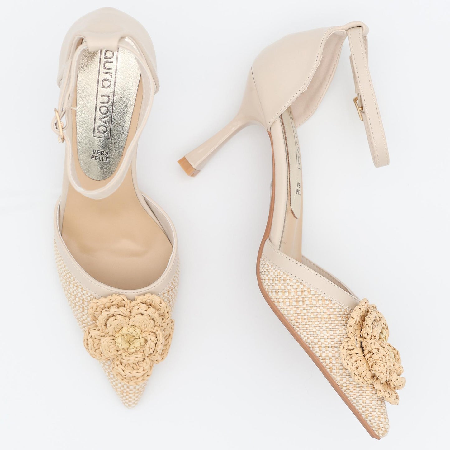 DECOLLETE D'ORSAY RAFIA FIORE BEIGE 