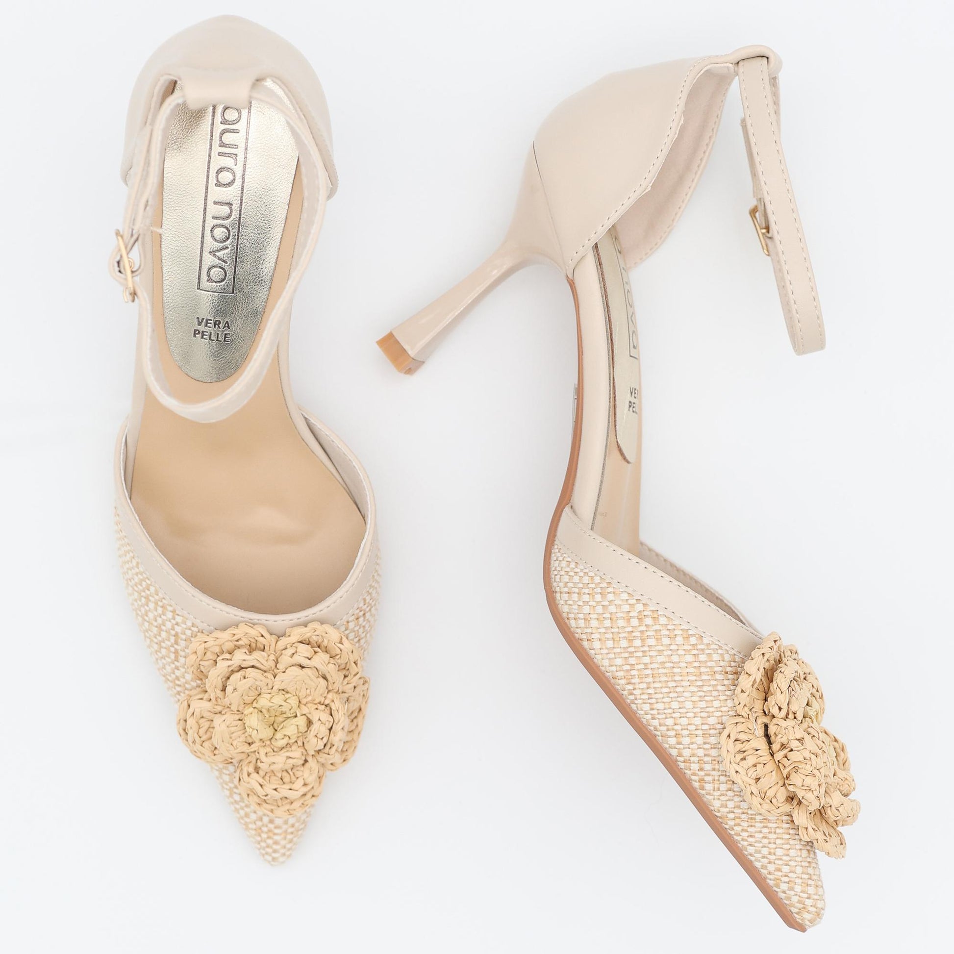 DECOLLETE D'ORSAY RAFIA FIORE BEIGE 