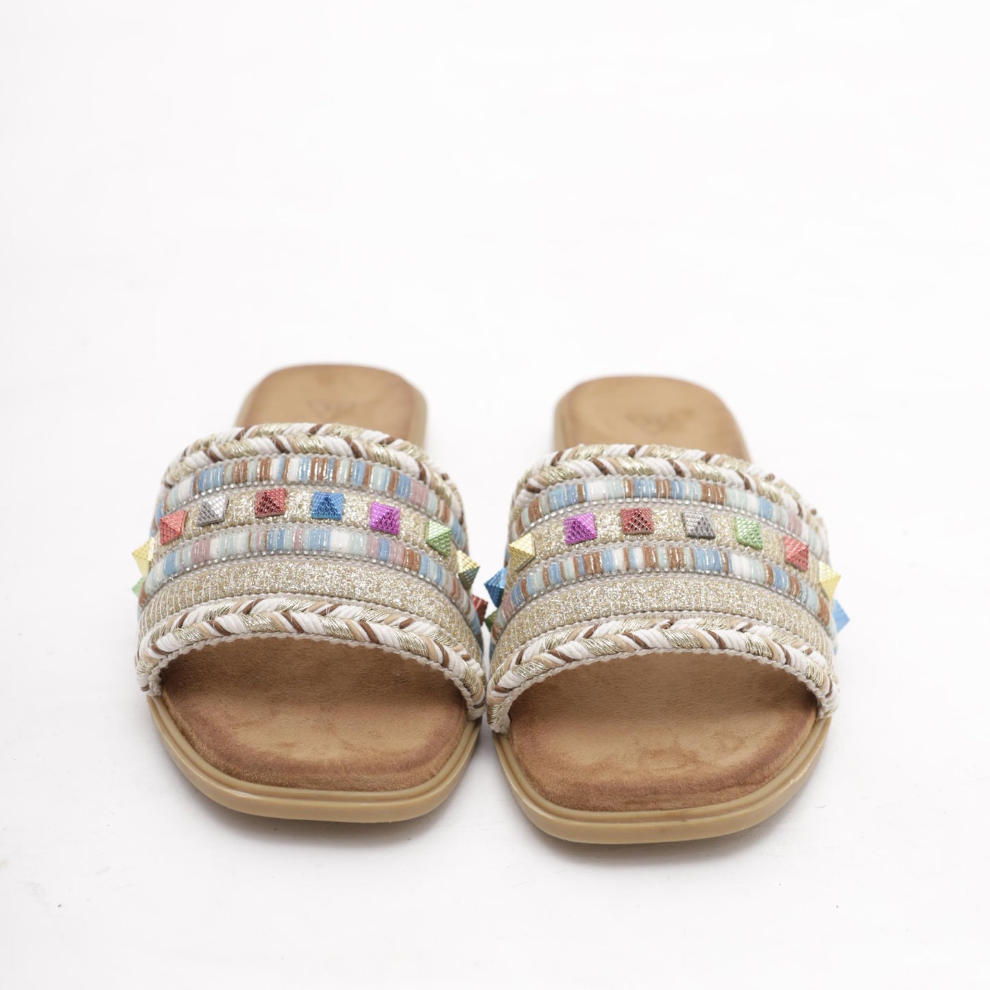 CIABATTINA FLAT MULTICOLOR PLATINO 