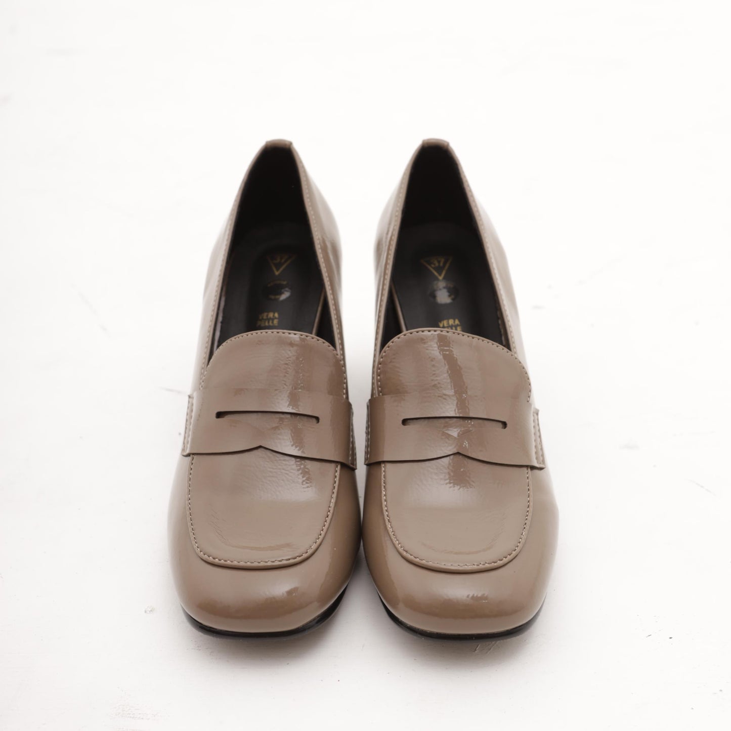 MOCASSINO TACCO LISCIO TAUPE 