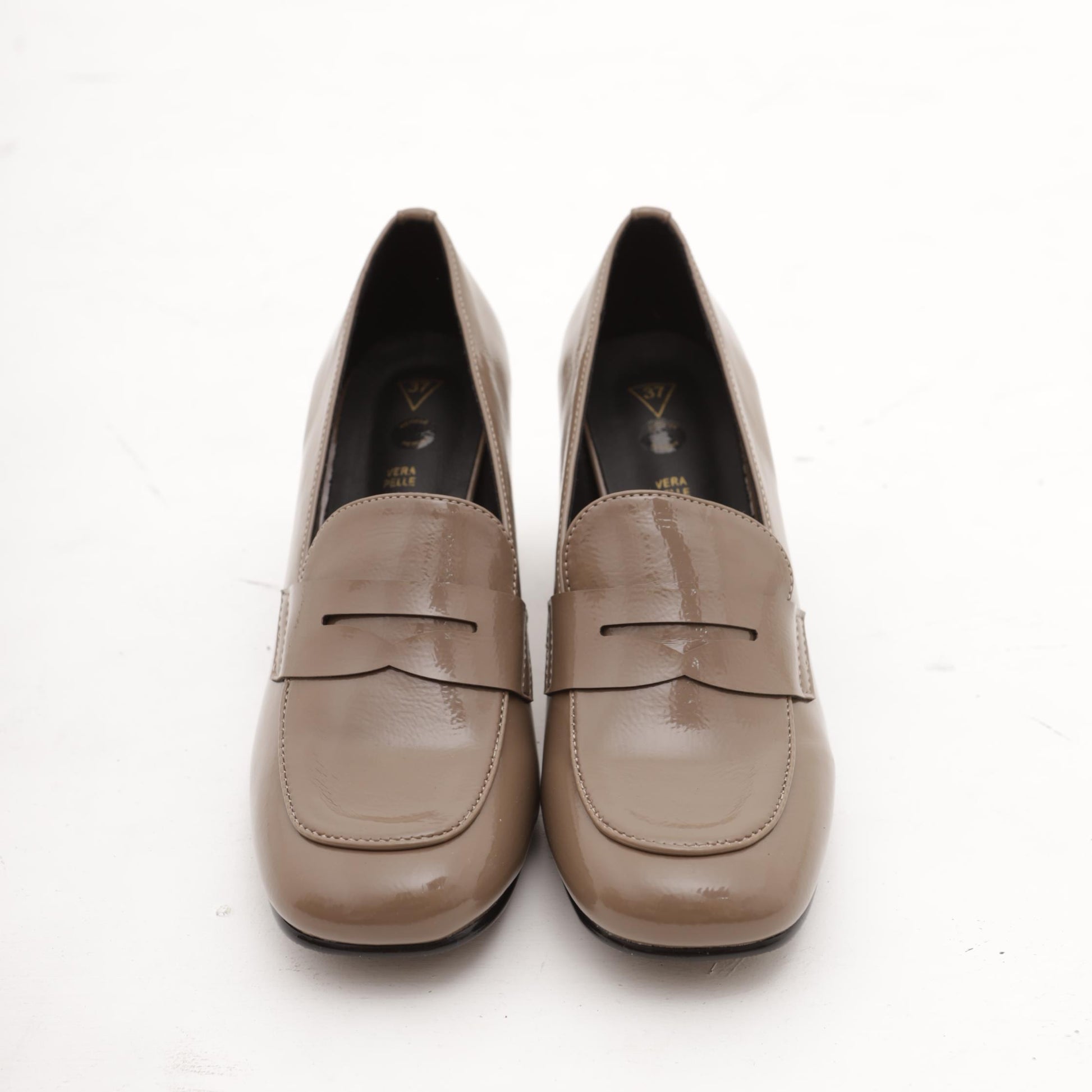 MOCASSINO TACCO LISCIO TAUPE 