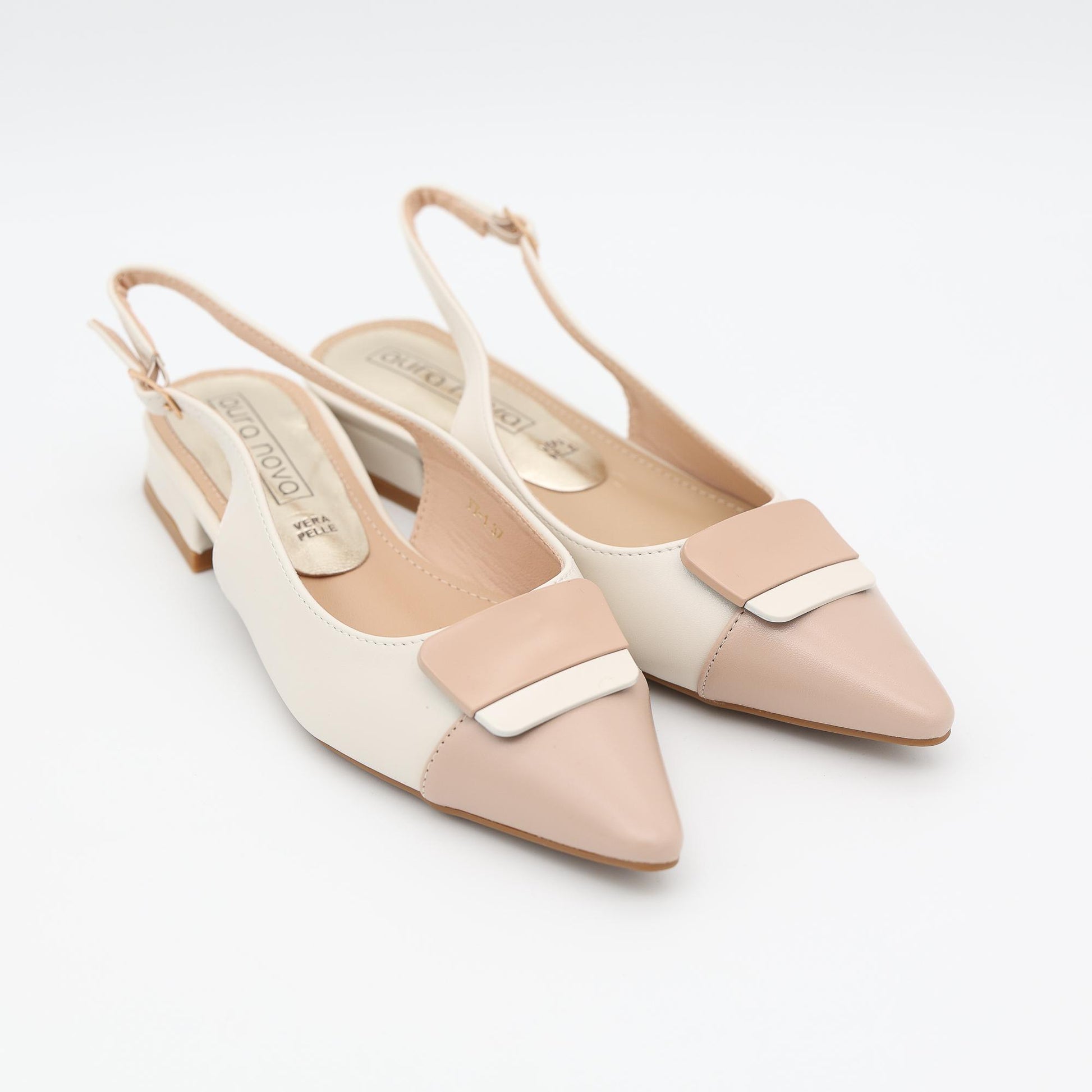 SLINGBACK BICOLORE BEIGE 