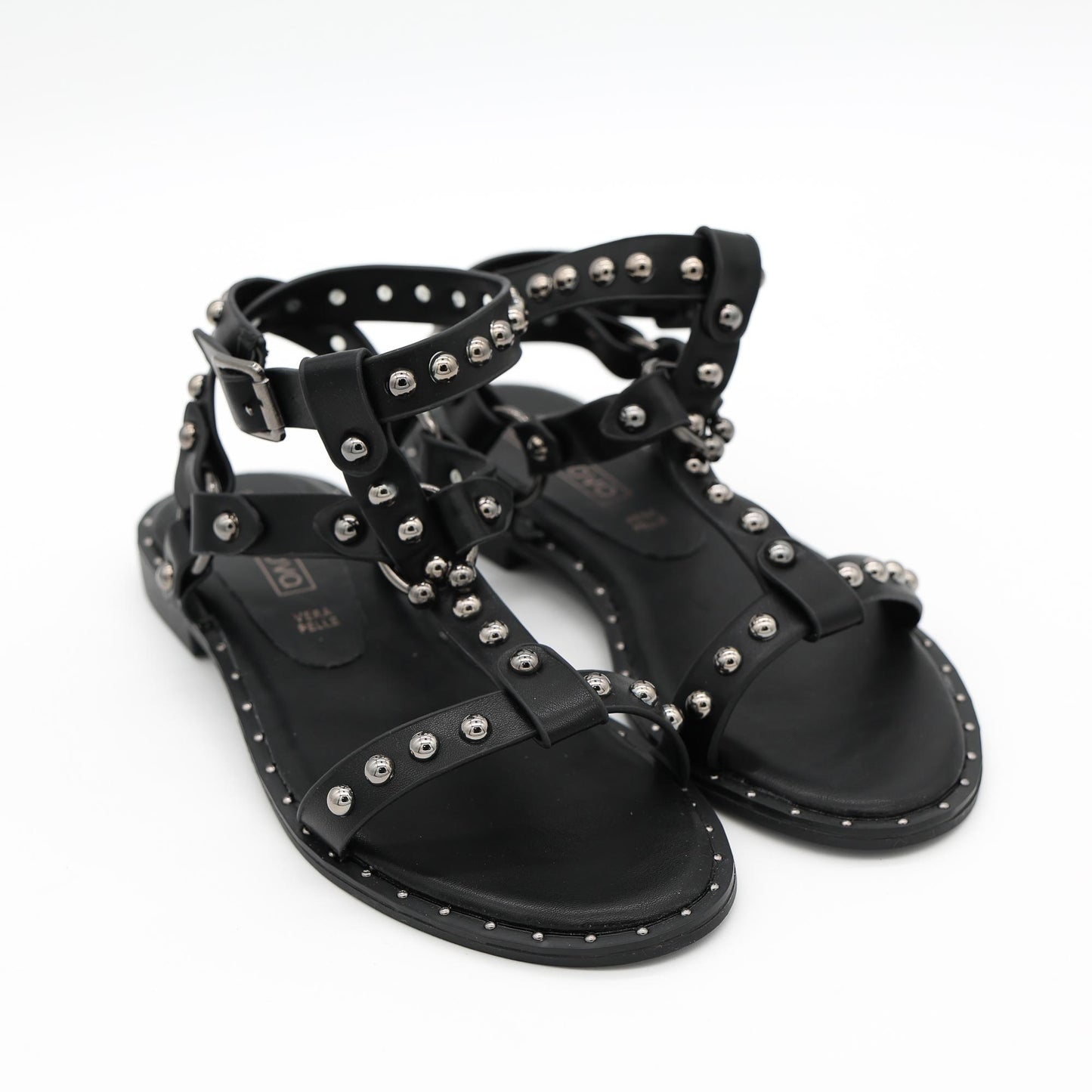 SANDALO FLAT BORCHIE ANELLO NERO 