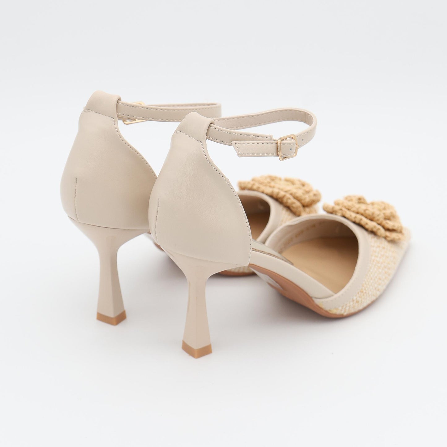 DECOLLETE D'ORSAY RAFIA FIORE BEIGE 