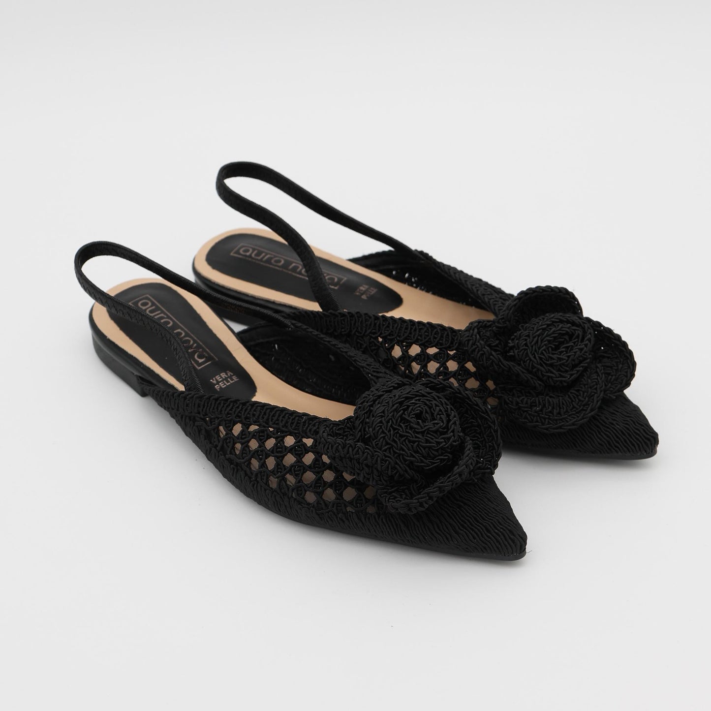 SLINGBACK CROCHET FIORE NERO 