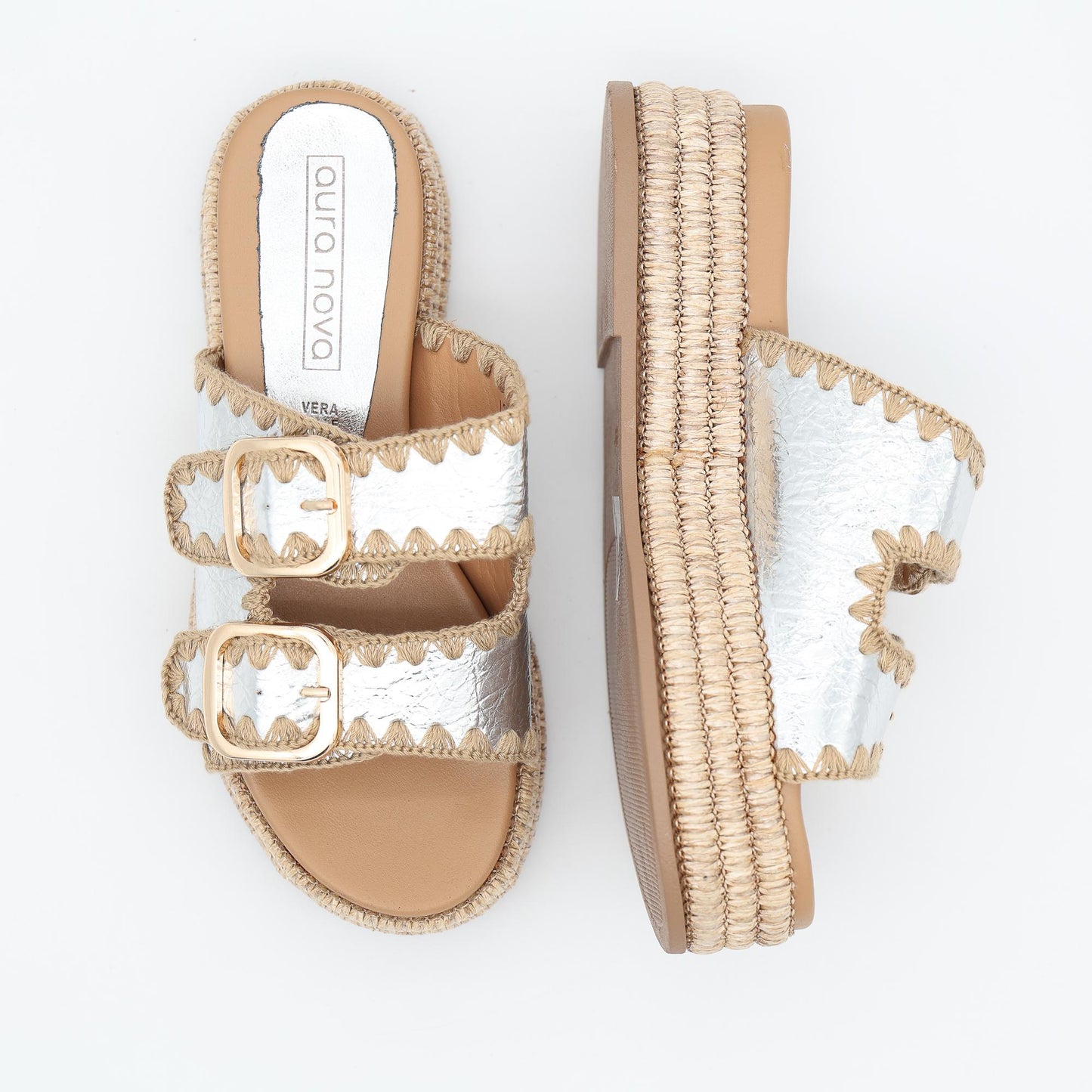 SANDALO FLATFORM CORDA ARGENTO 