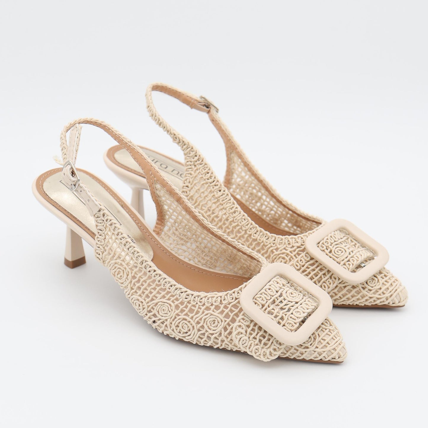 SLINGBACK CROCHET FIBBIA BEIGE 