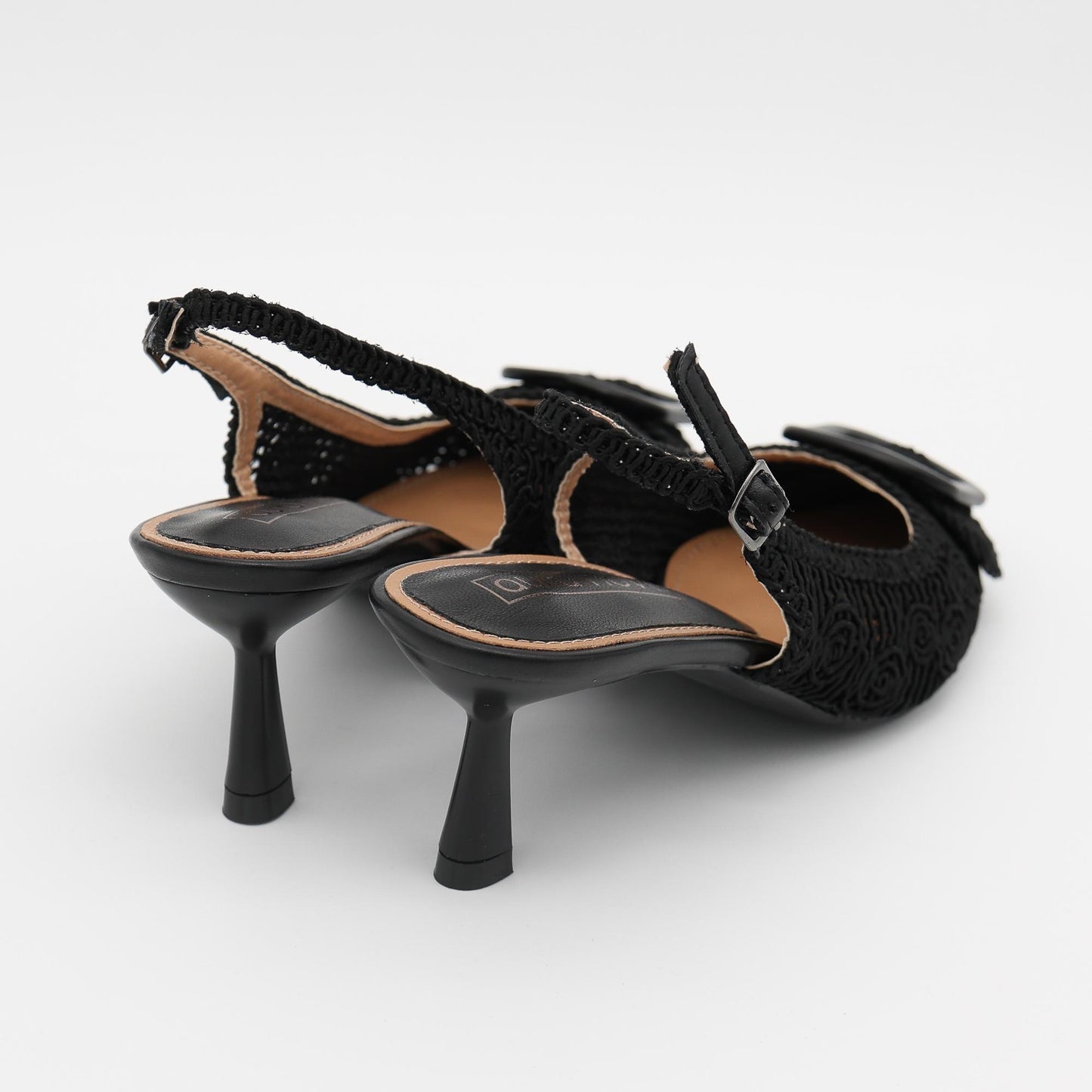 SLINGBACK CROCHET FIBBIA NERO 