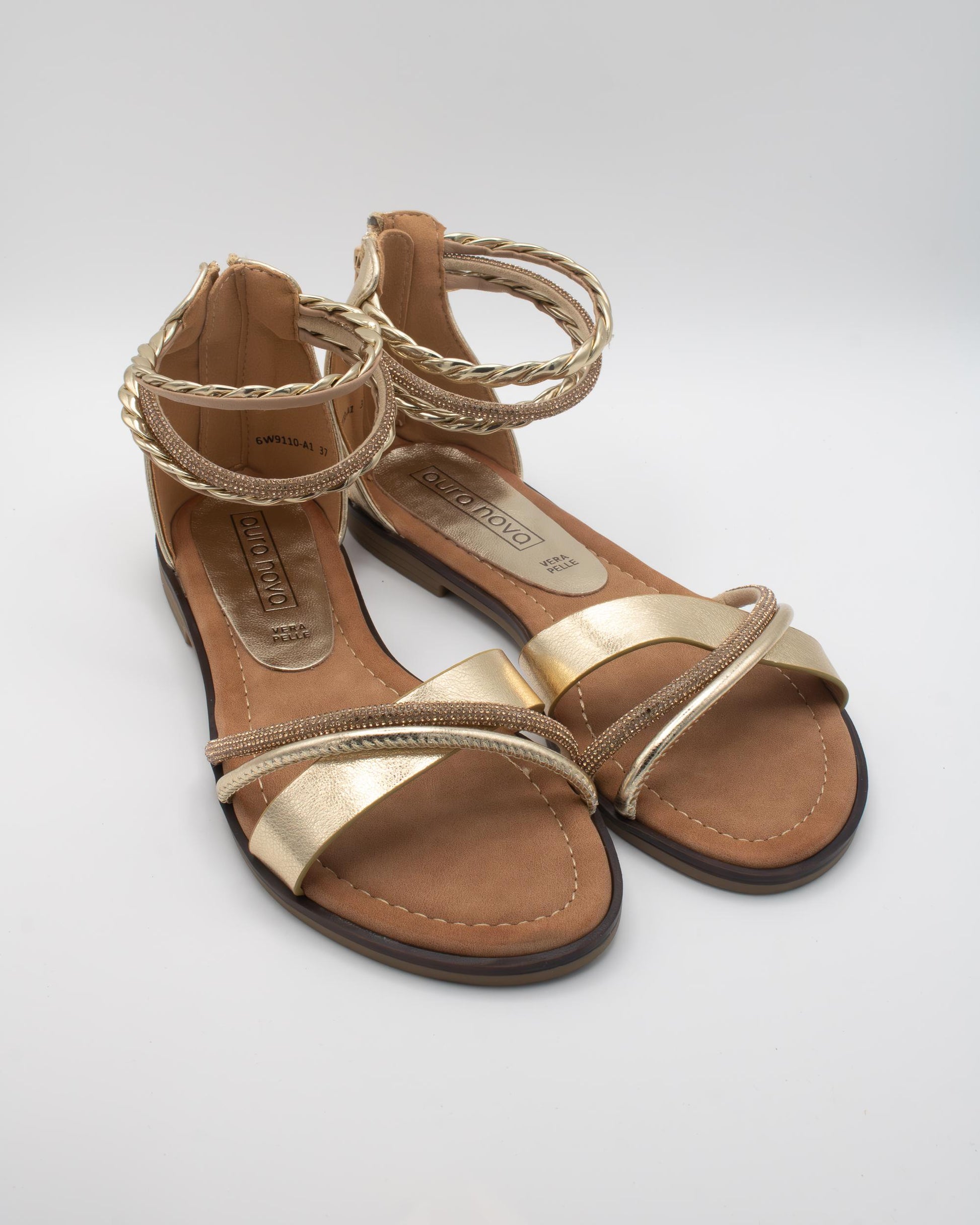 SANDALO FLAT STRASS TRECCIA PLATINO 