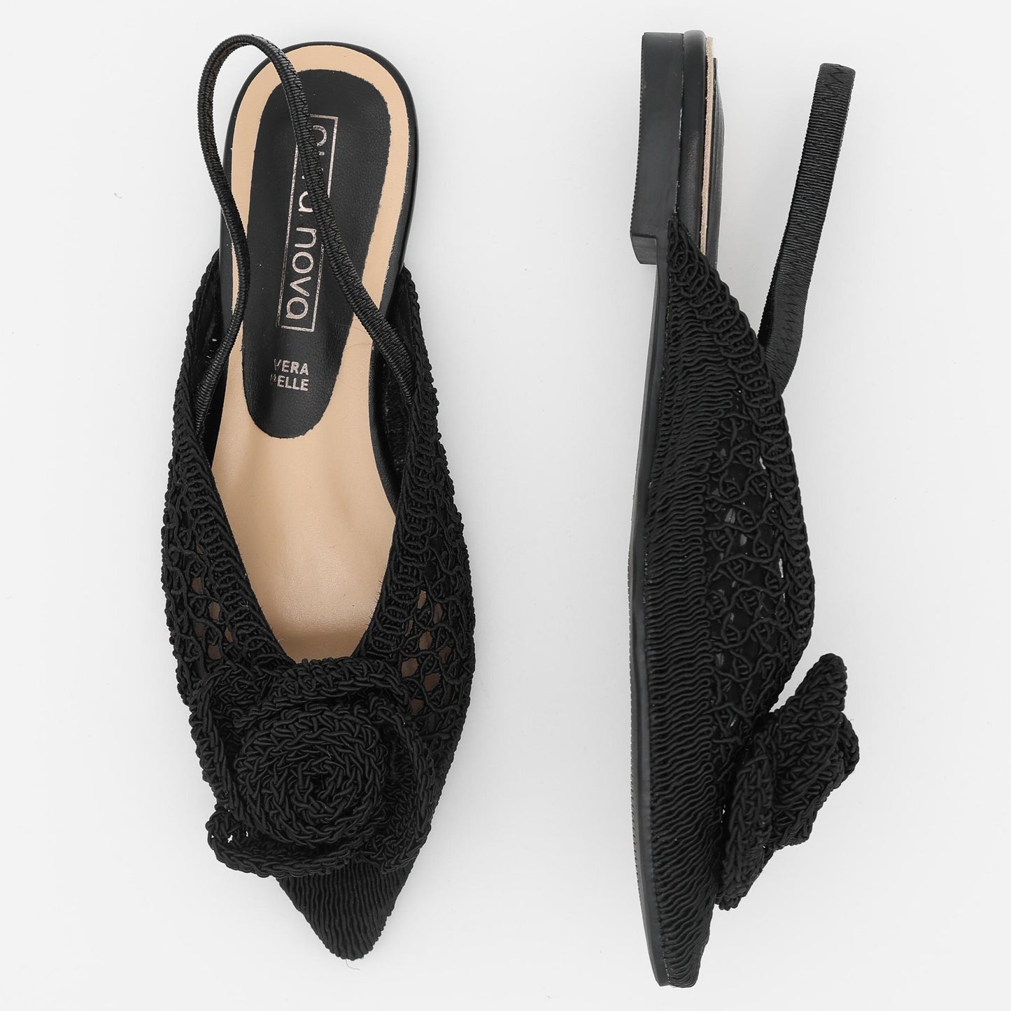 SLINGBACK CROCHET FIORE NERO 