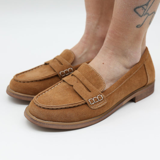 MOCASSINO CAMOSCIO PELLE CAMEL 