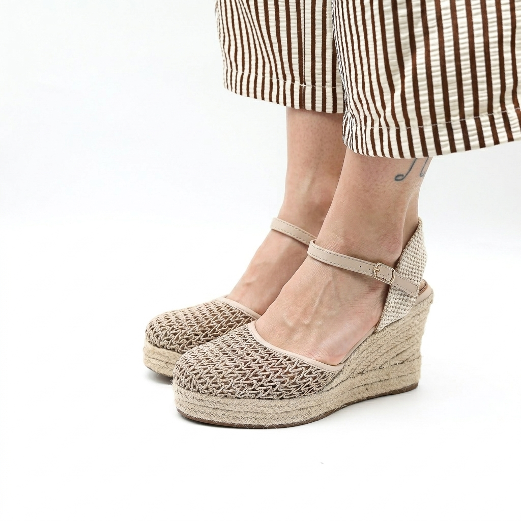 SANDALO CORDA ZEPPA IN RETE BEIGE 