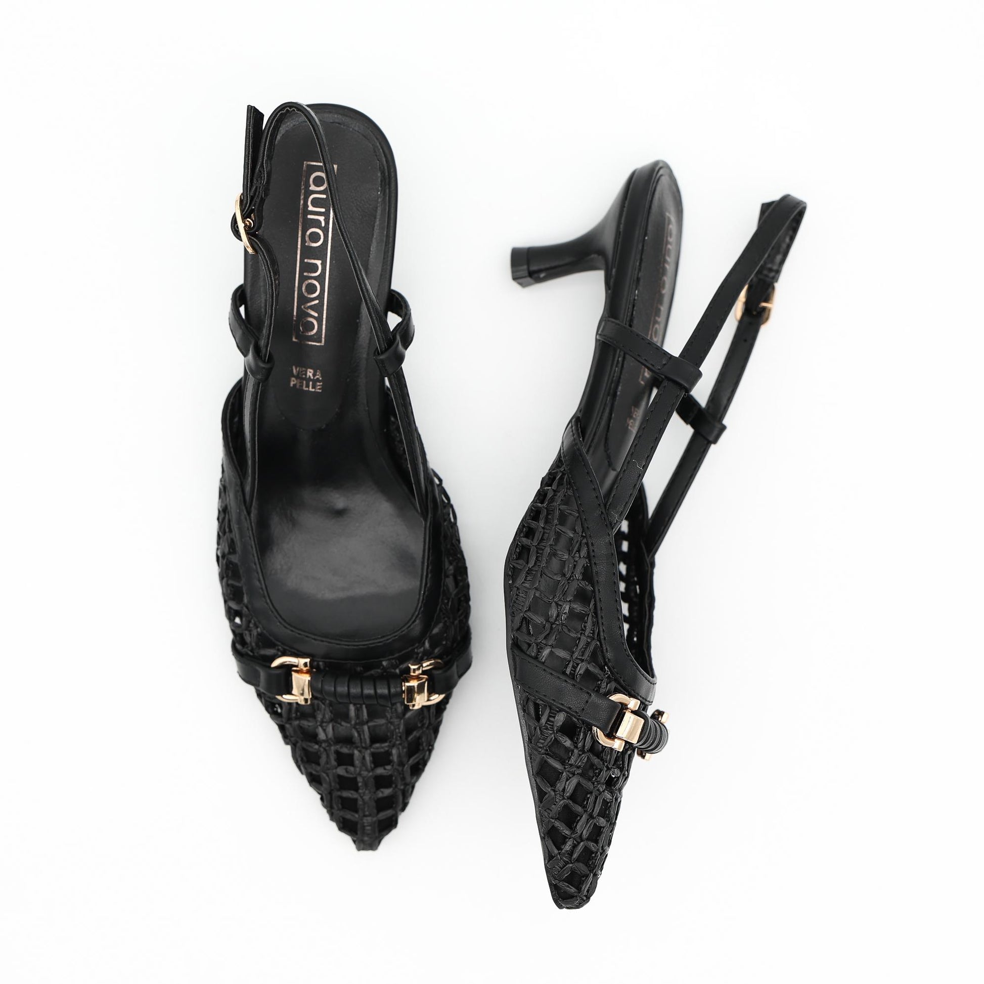SLINGBACK RETE MORSETTO NERO 