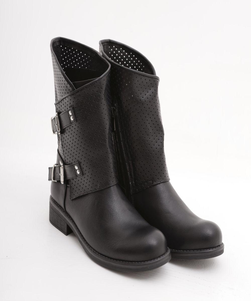 STIVALETTO FIBBIE NERO 