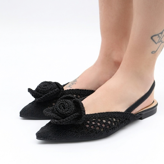 SLINGBACK CROCHET FIORE NERO 