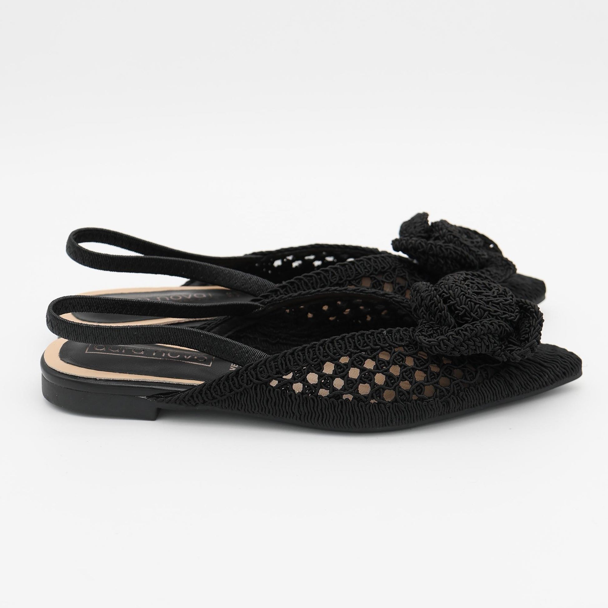 SLINGBACK CROCHET FIORE NERO 