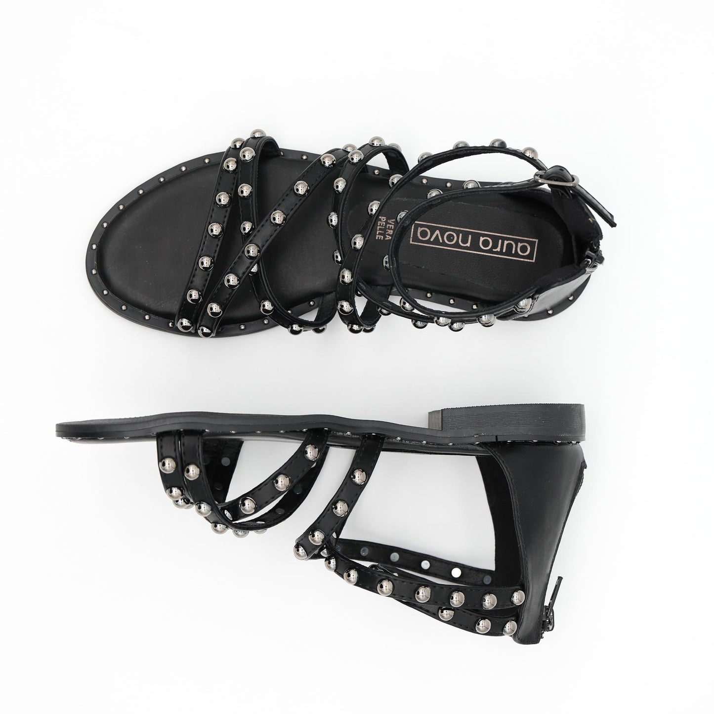 SANDALO FLAT BORCHIE NERO 
