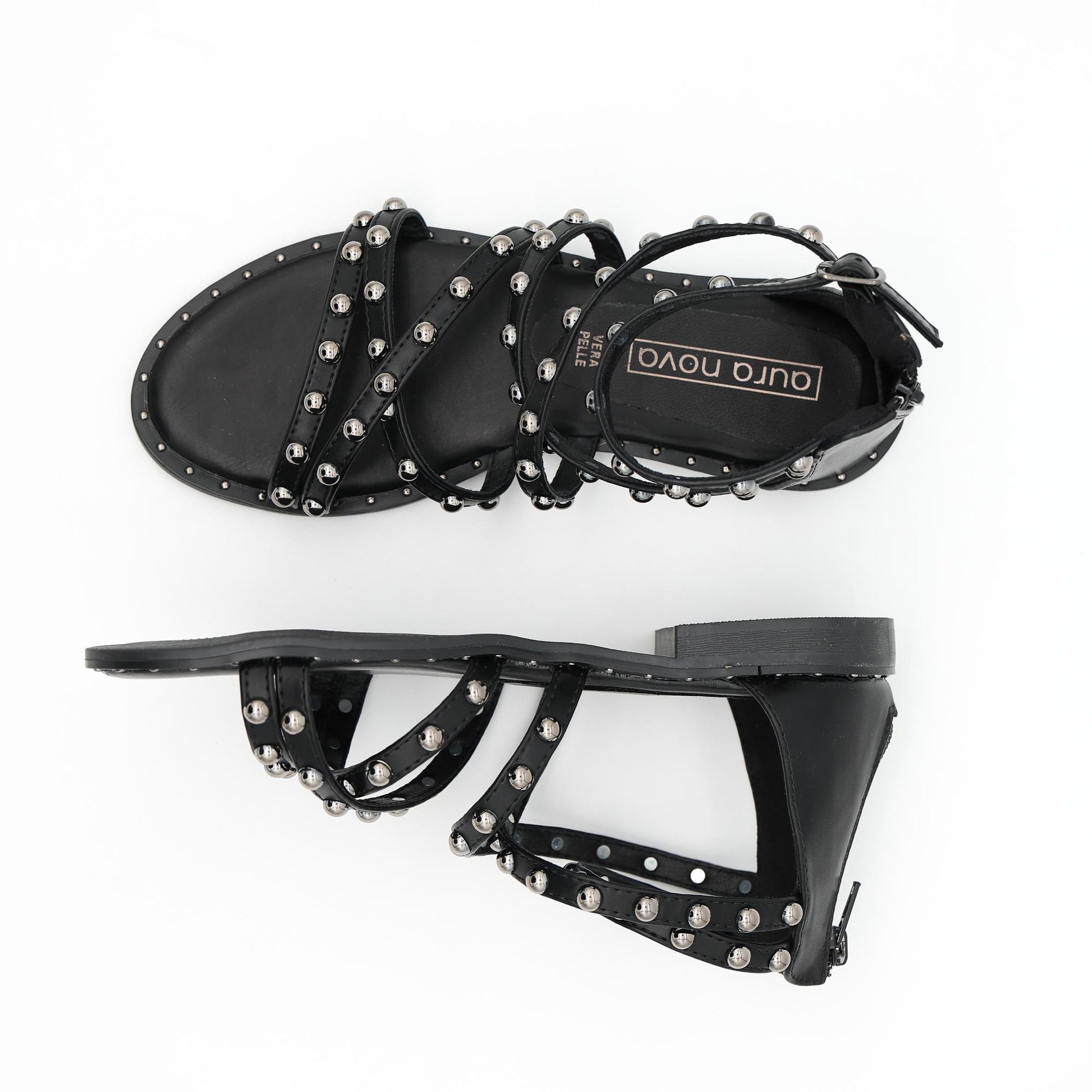 SANDALO FLAT BORCHIE NERO 