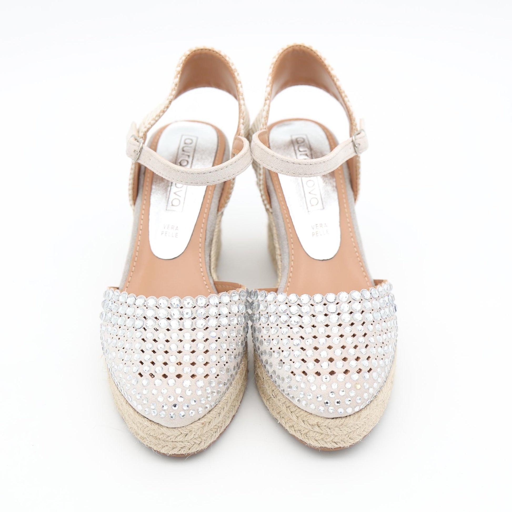 SANDALO ZEPPA CORDA STRASS ARGENTO 