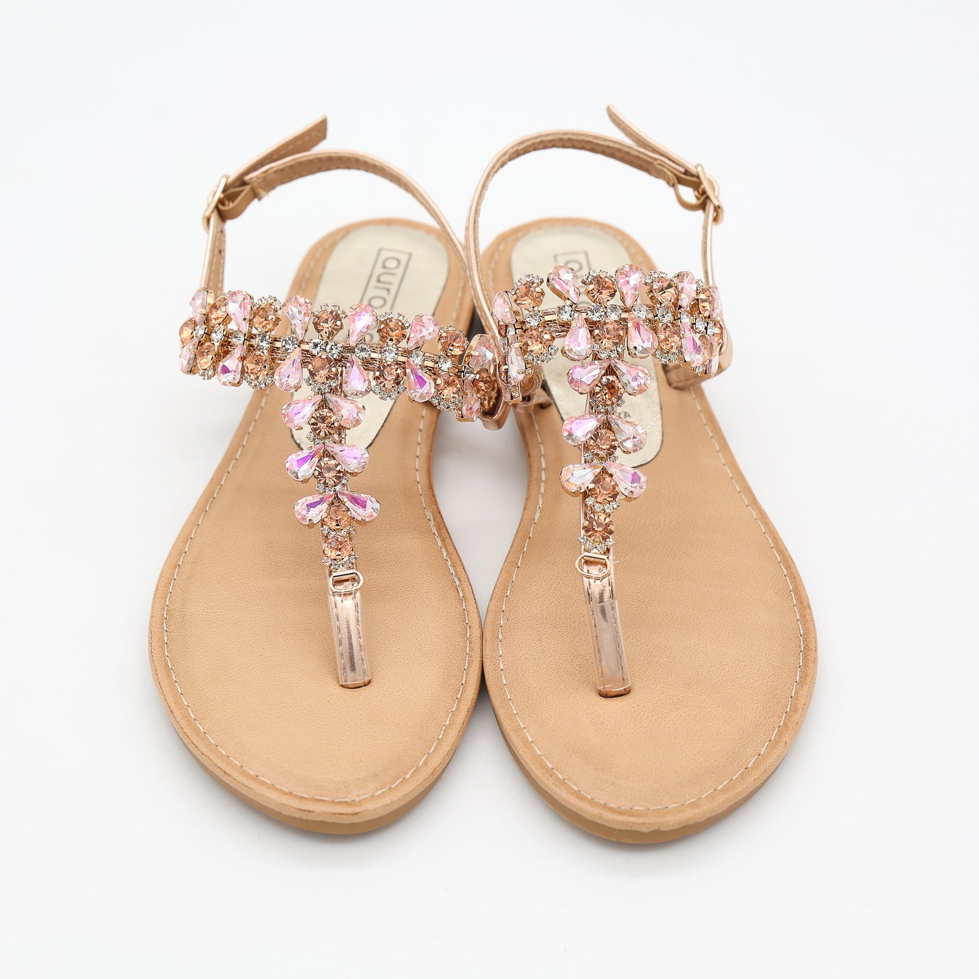 SANDALO FLAT INFRADITO PIETRE CHAMPAGNE 