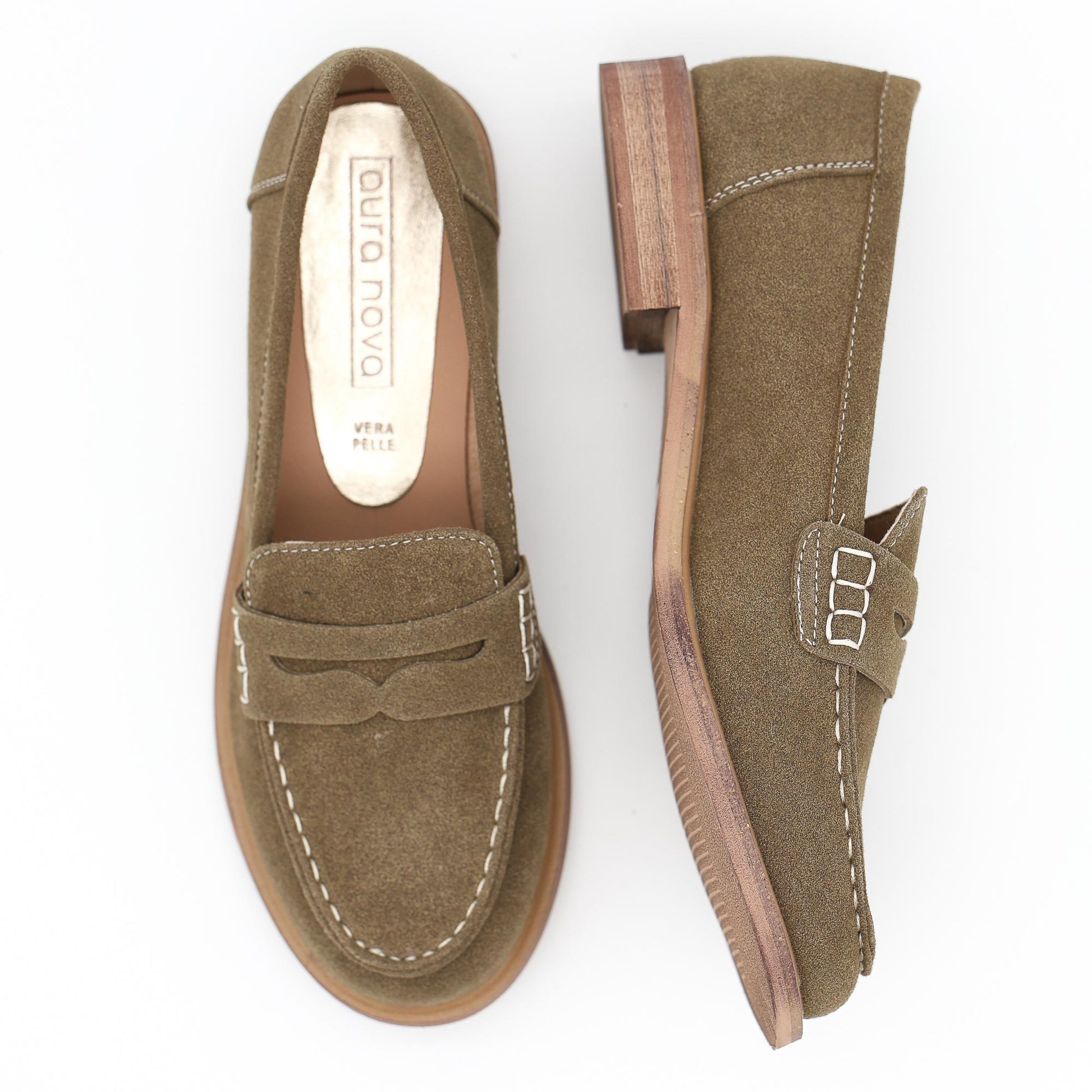 MOCASSINO CAMOSCIO PELLE VERDE 